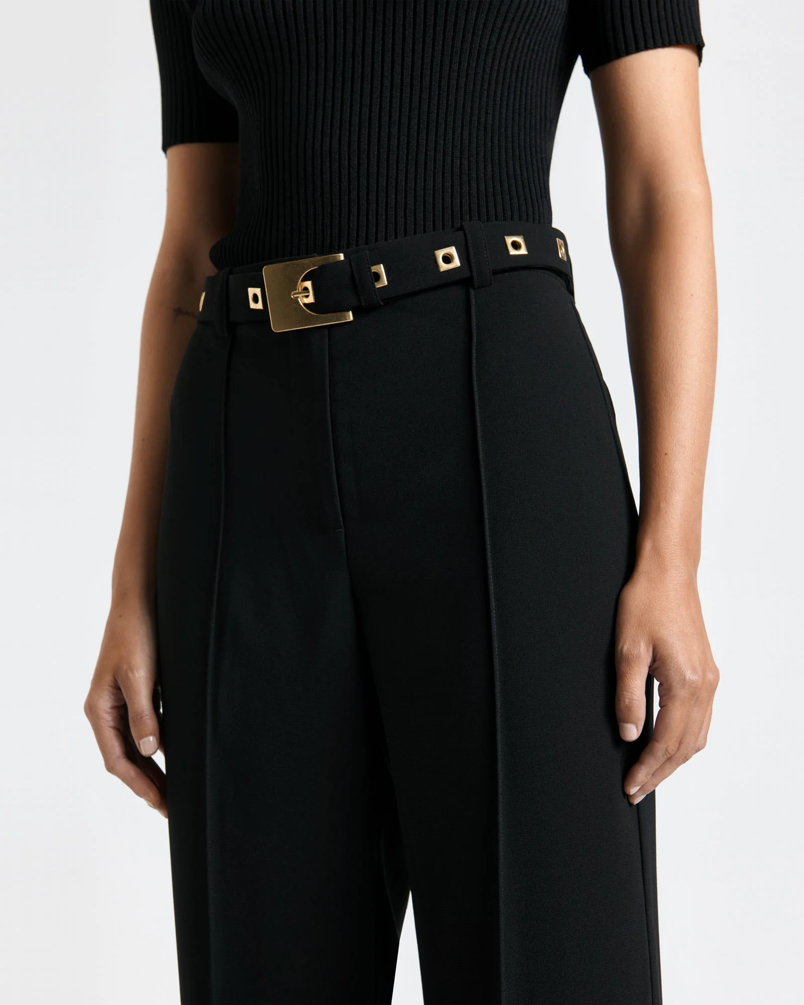 Square Buckle Straight Leg Pant