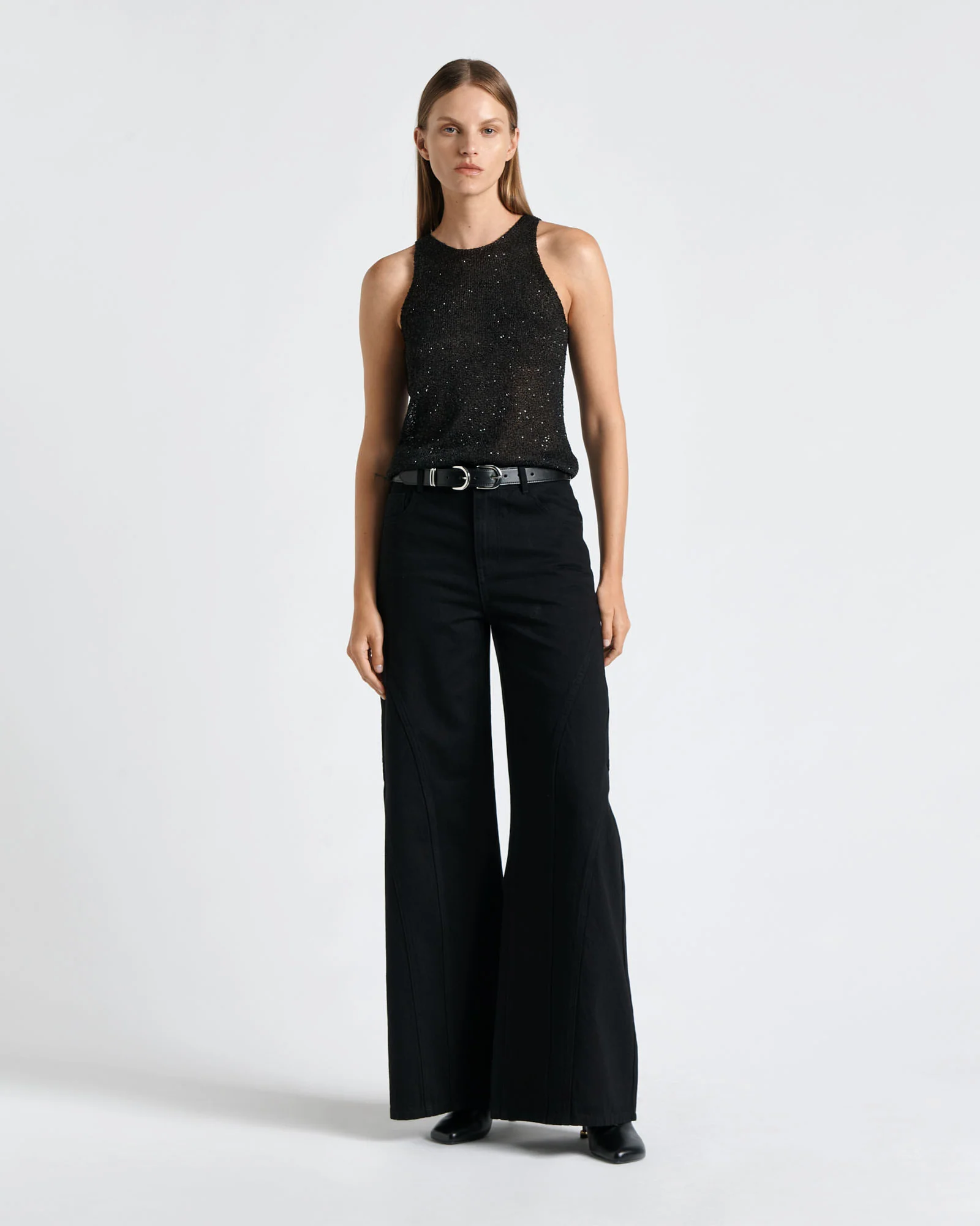 Black Sequin Knit Tank