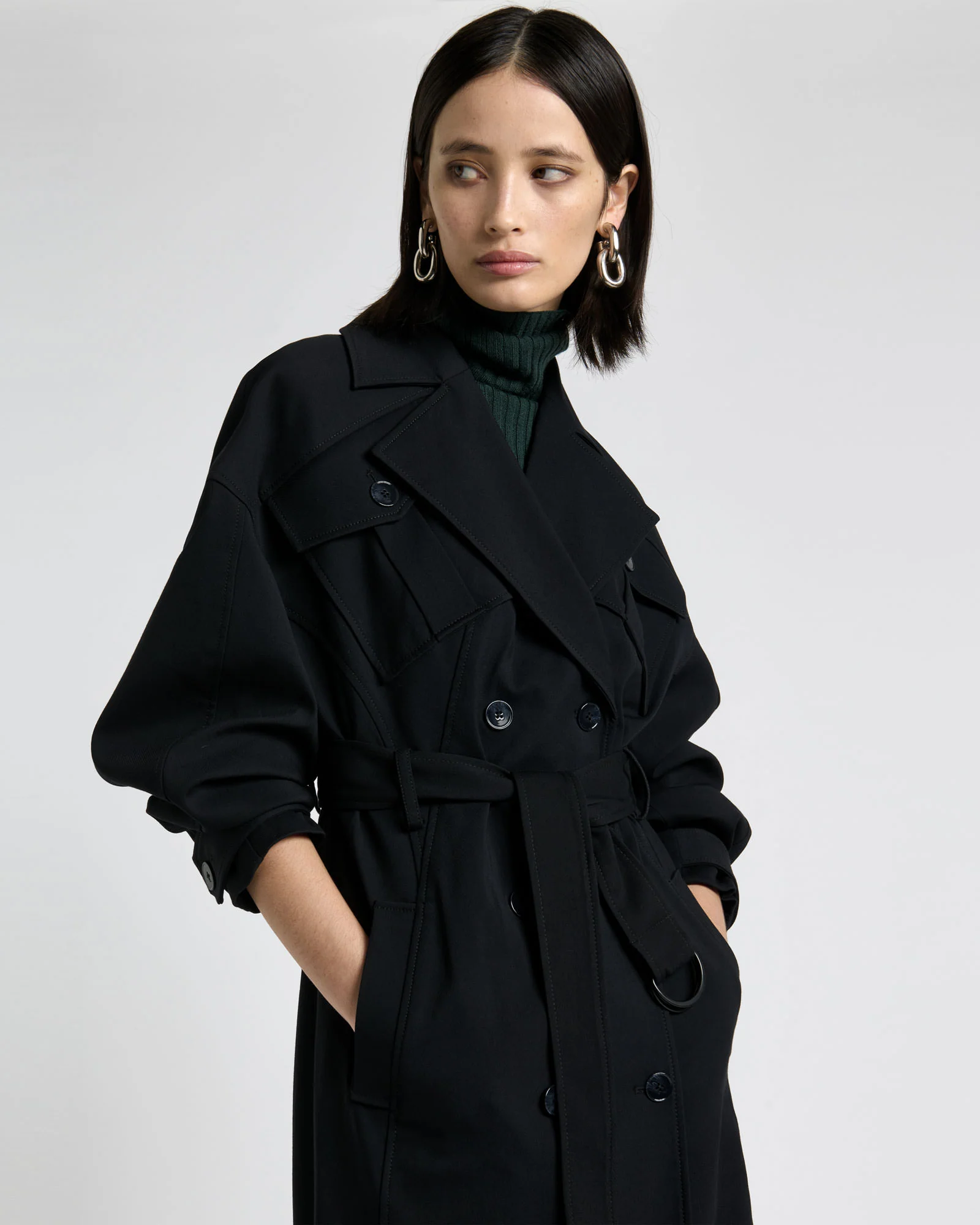 Viscose Twill Cocoon Trench