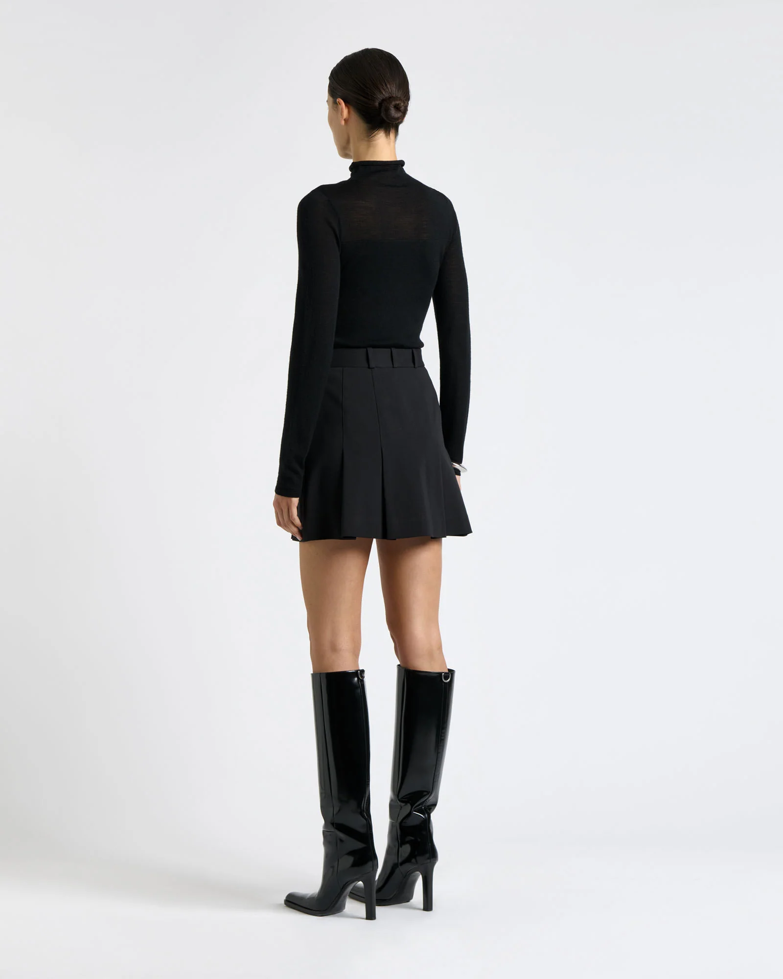 European Stretch Cotton Zip Mini Skirt