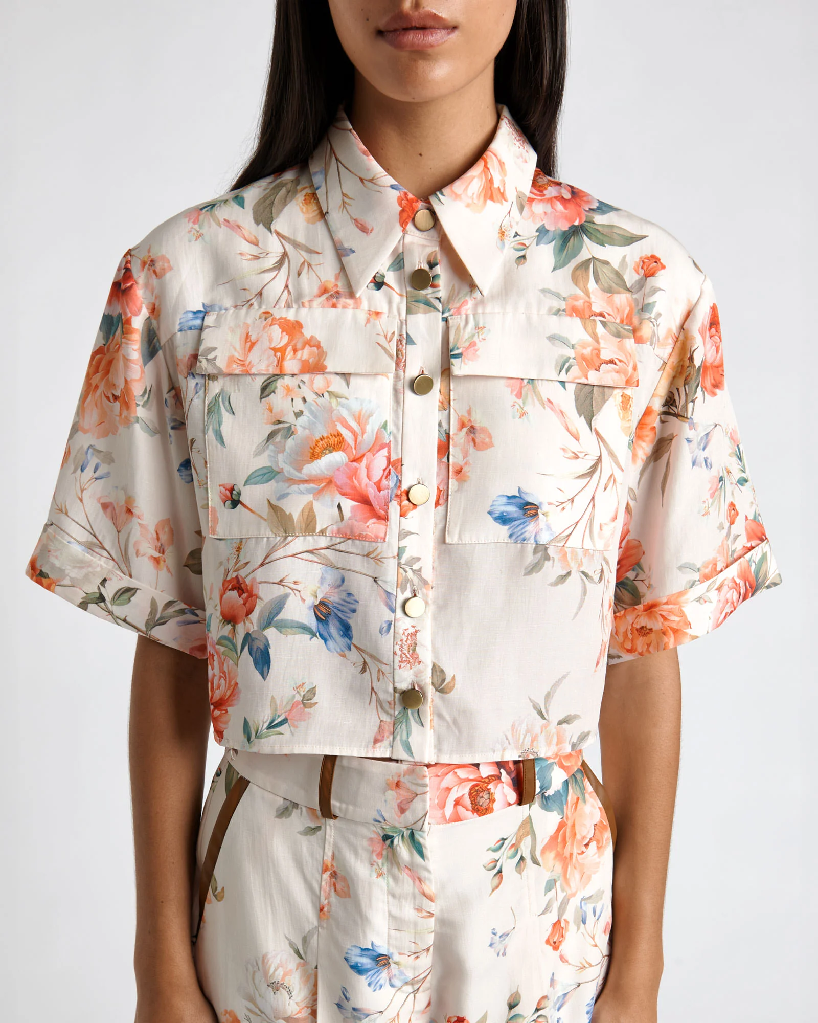 Peony Garden Cropped Shirt