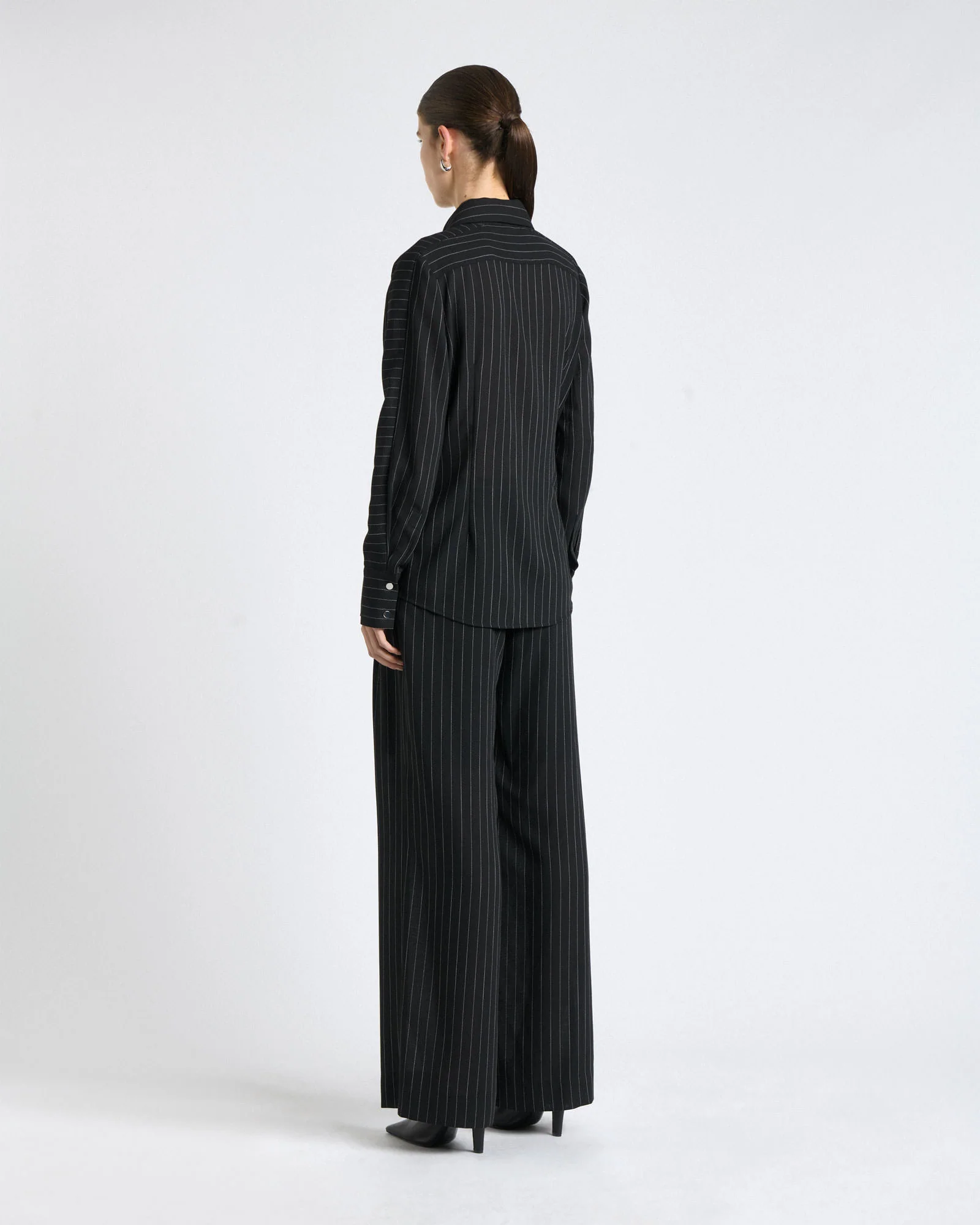 Sheer Stripe Zip Front Shirt