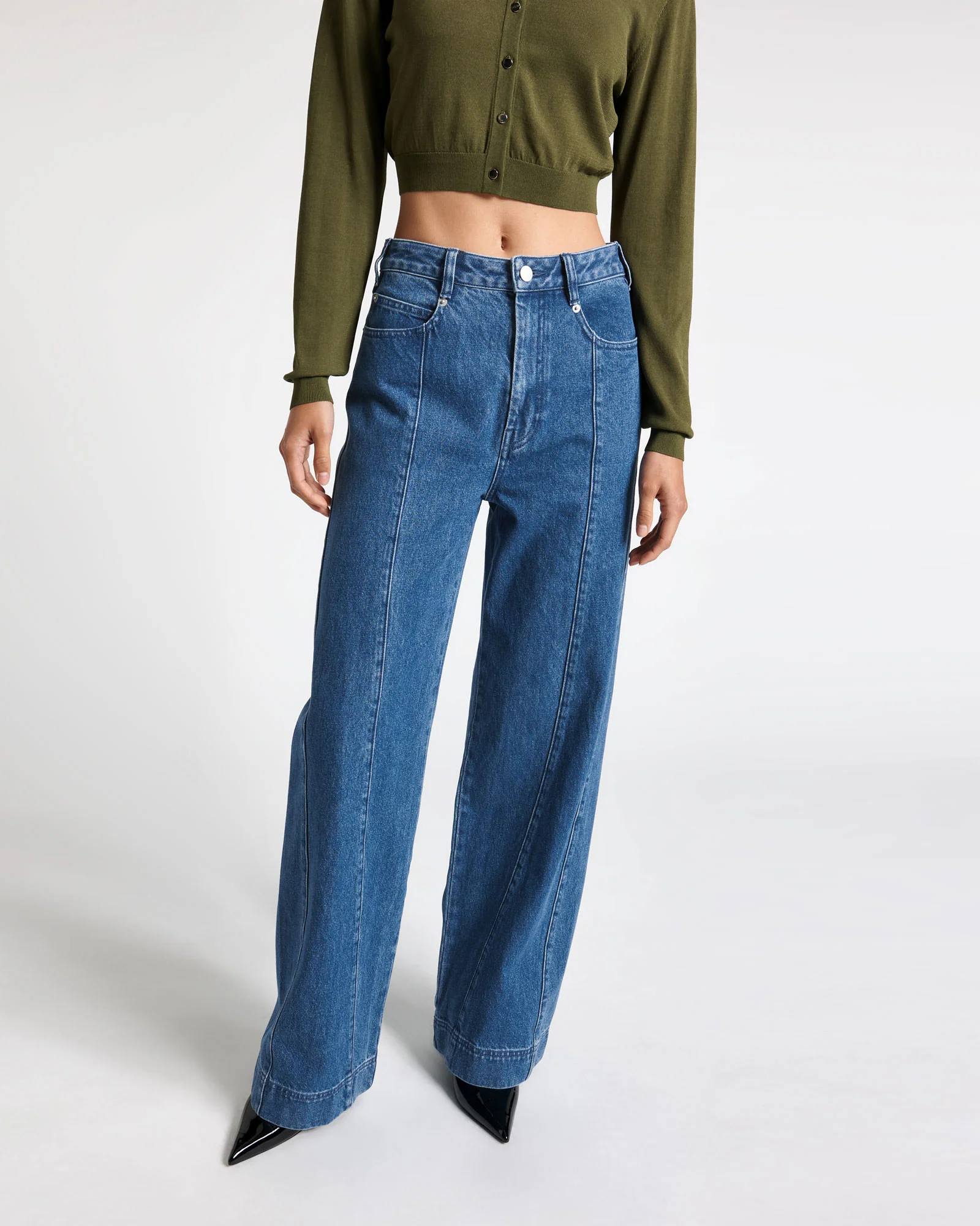 Mid Wash Straight Leg Jean