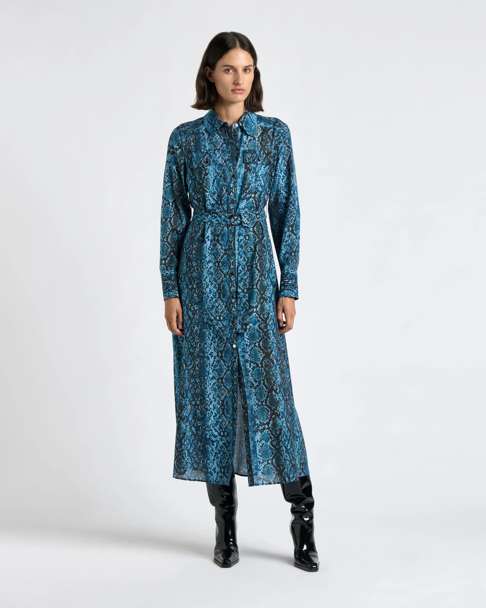 Indigo Python Shirt Dress