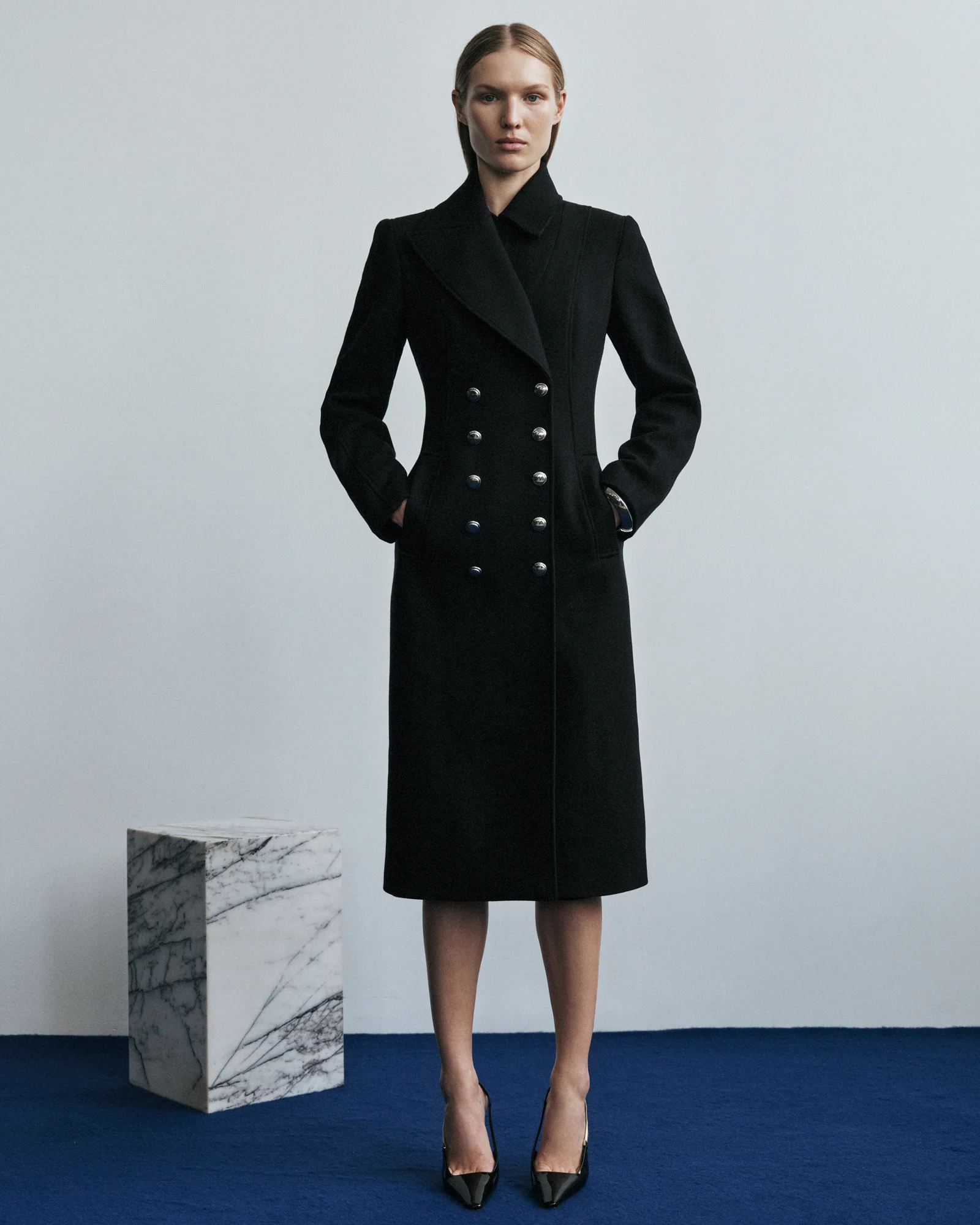 Italian Wool Military Hourglass Coat