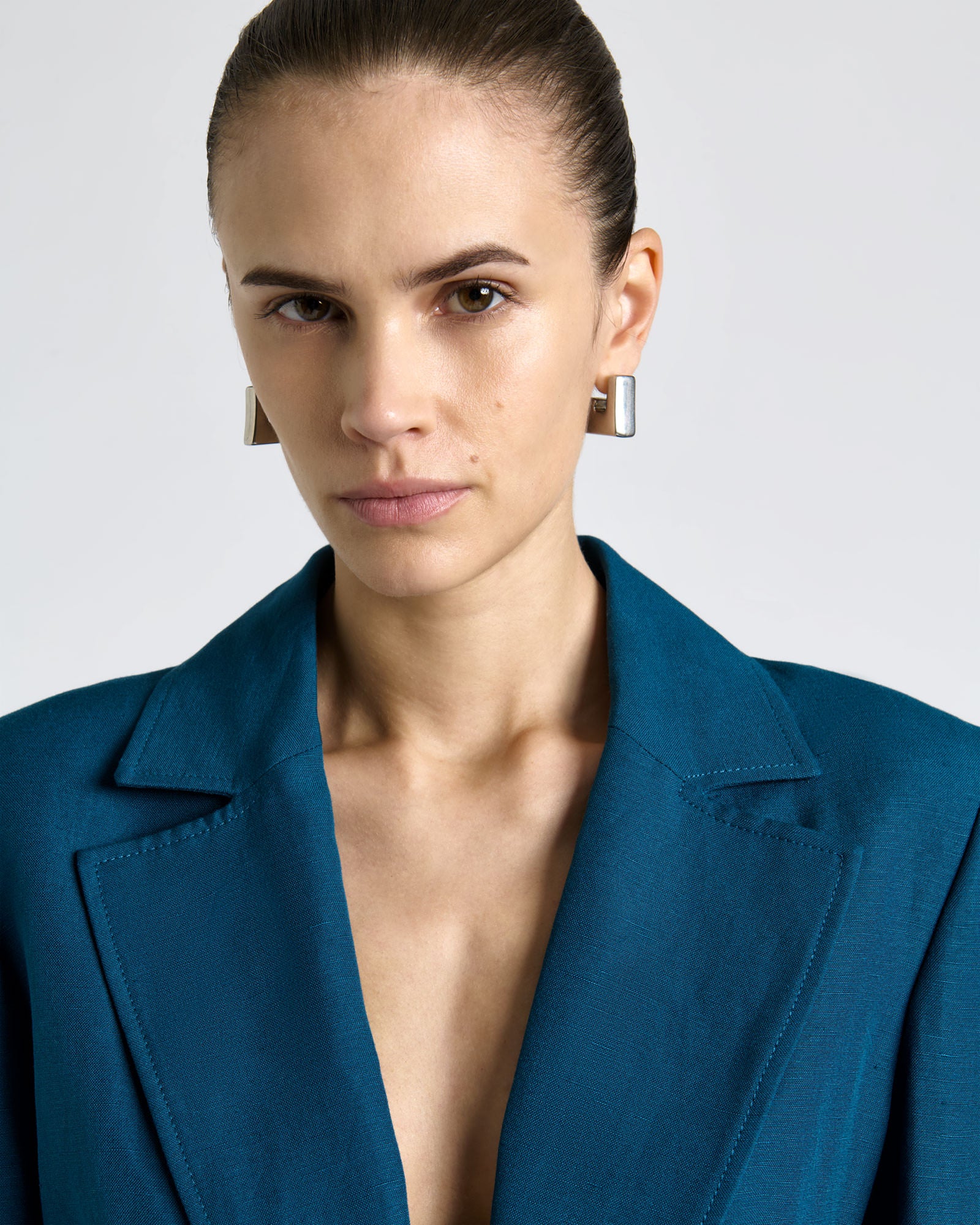 Linen Blend Hourglass Blazer