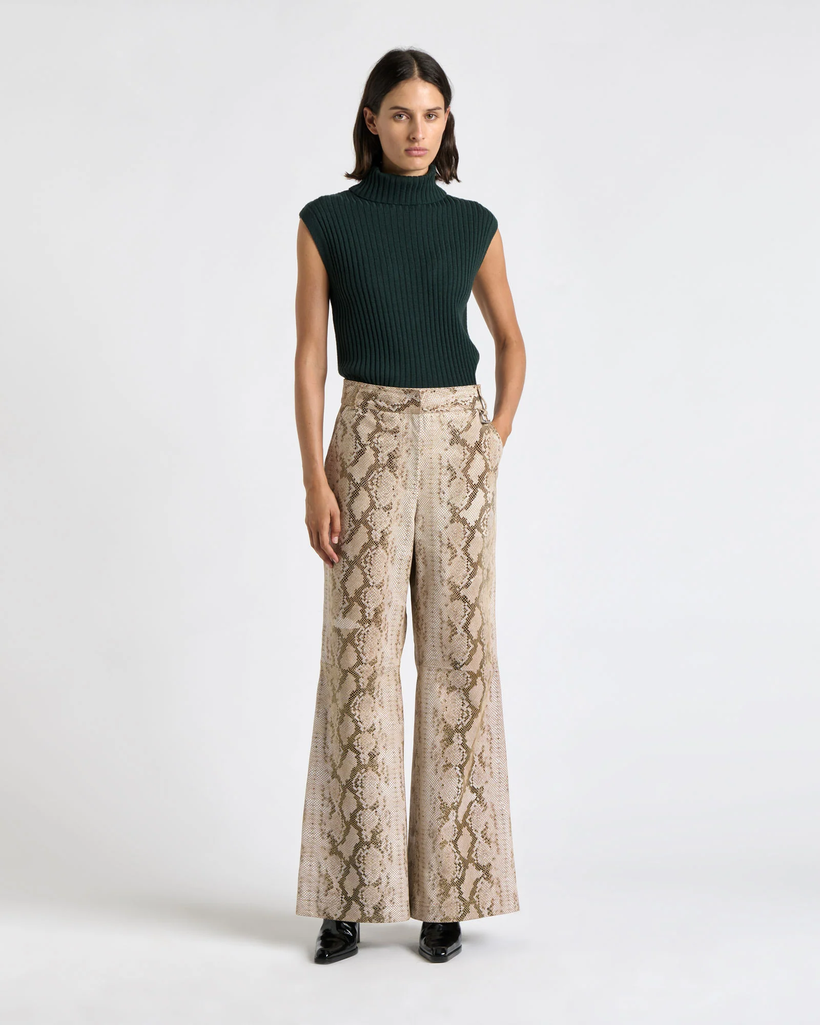 Snake Embossed Patent Leather Pant