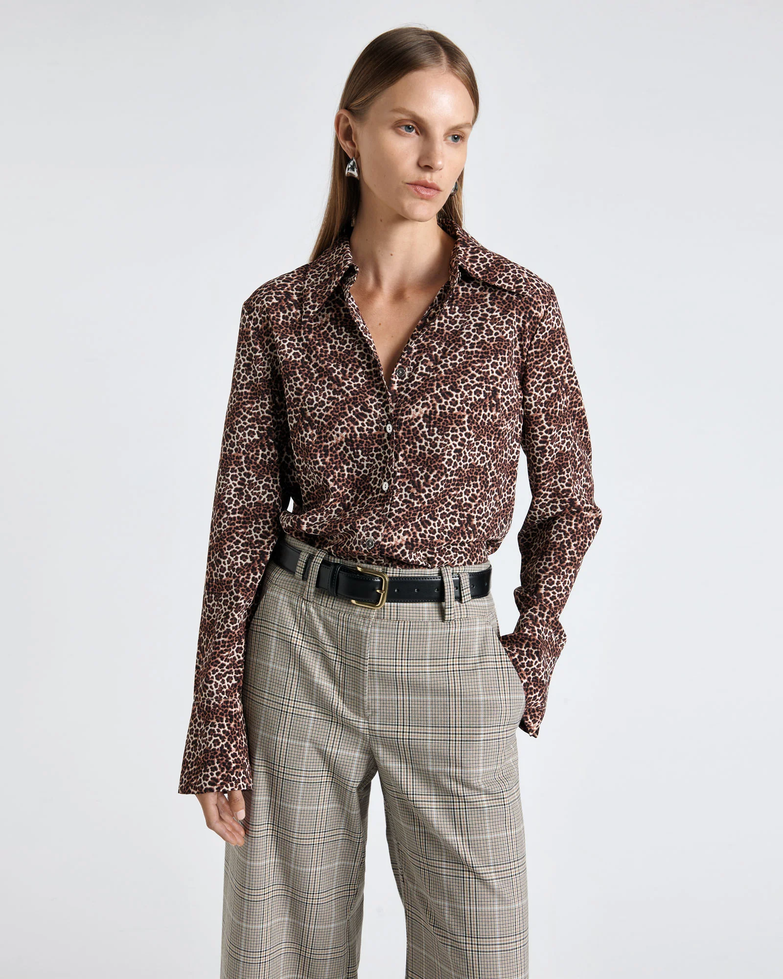 Leopard Viscose Fitted Shirt