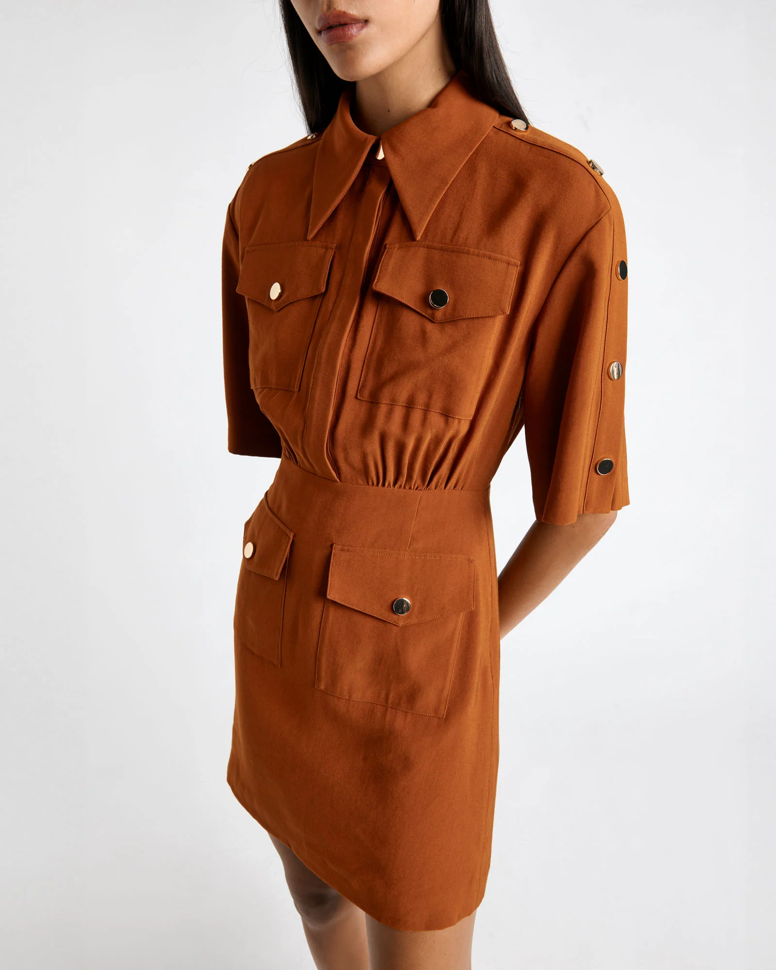 Press Stud Utility Mini Dress