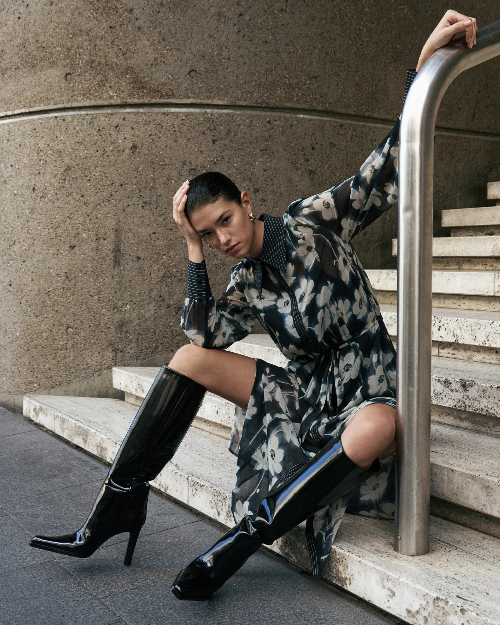 Falling Floral Shirt Dress