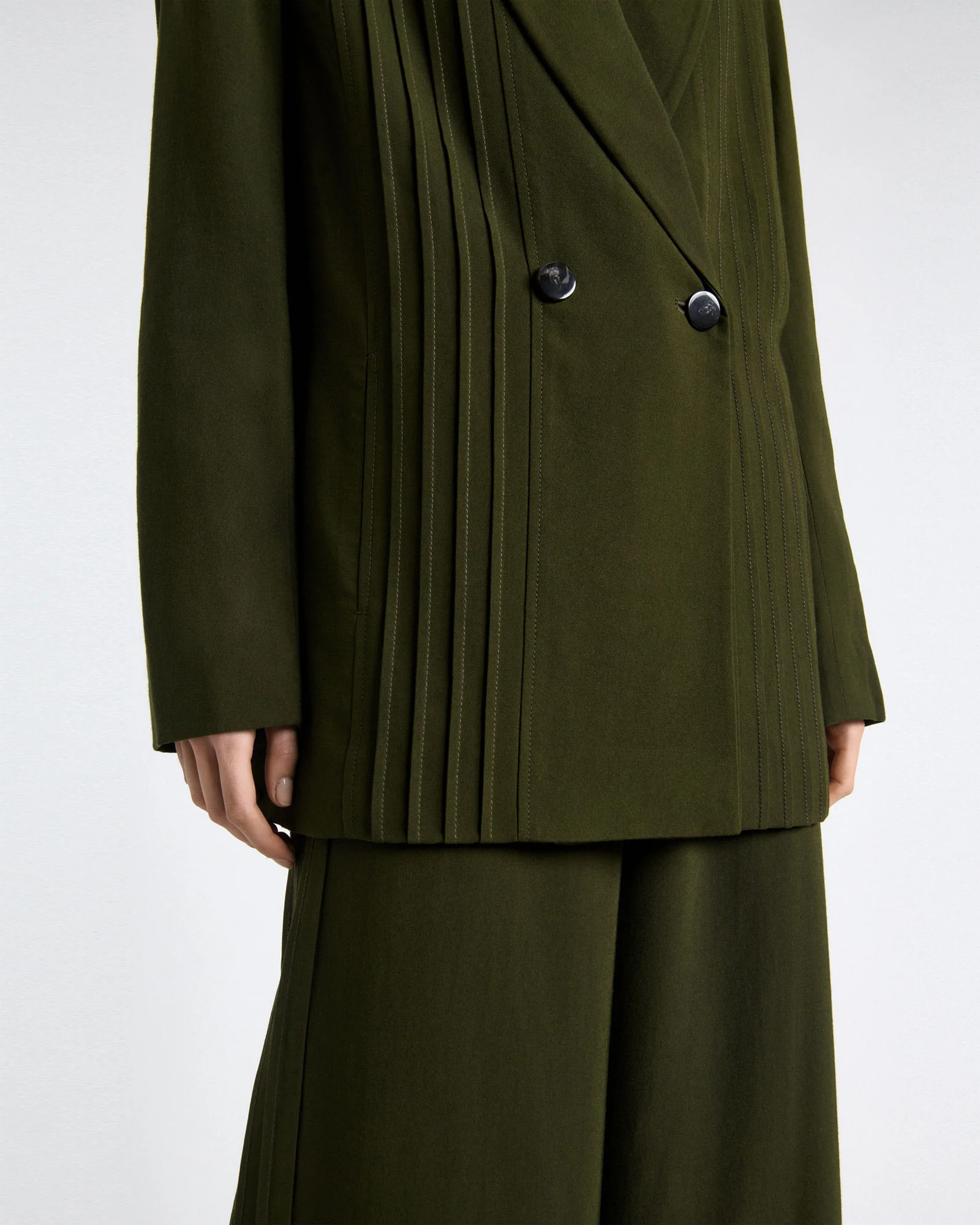 Viscose Twill Pin Tuck Blazer