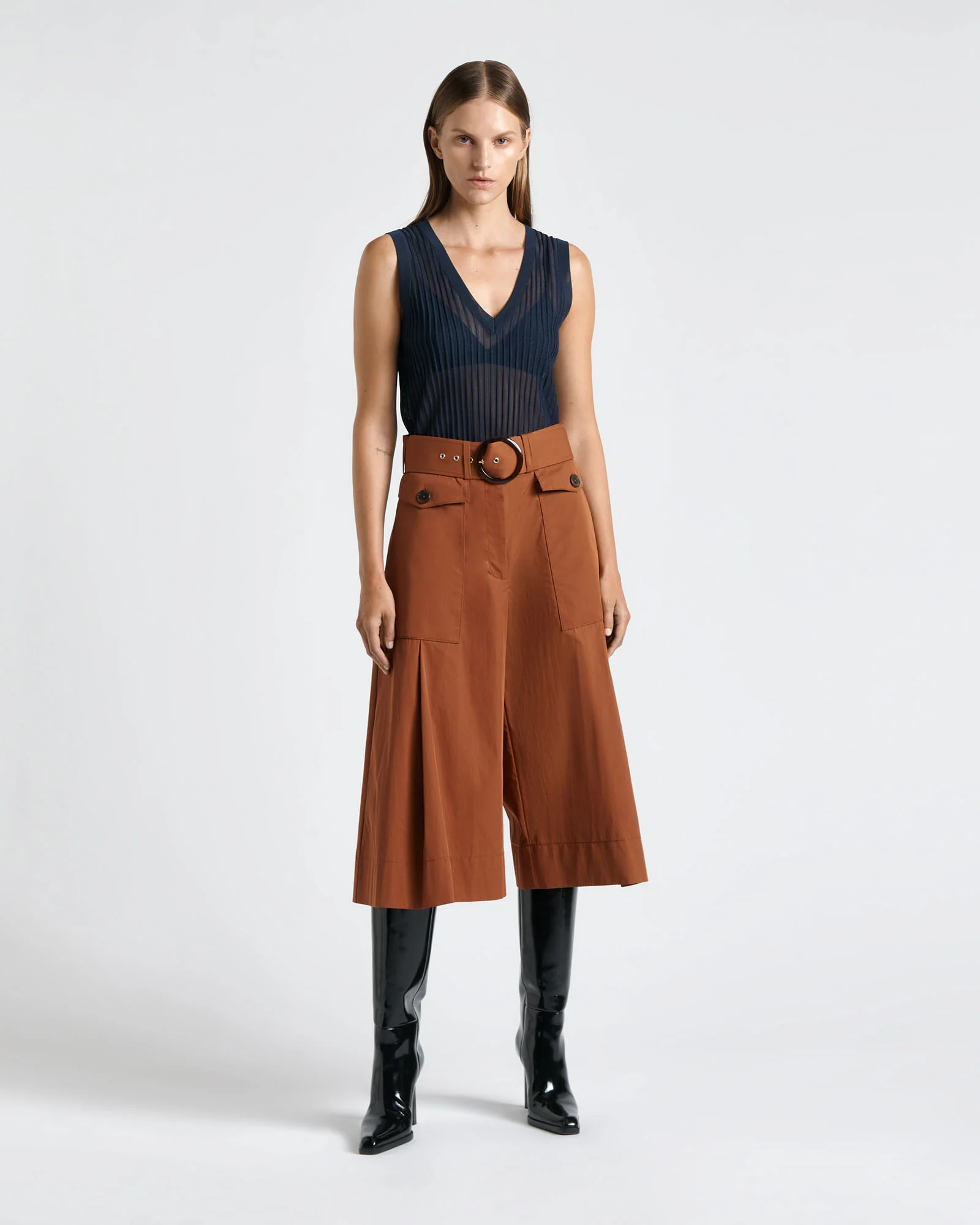Caramel Cotton Twill Culottes