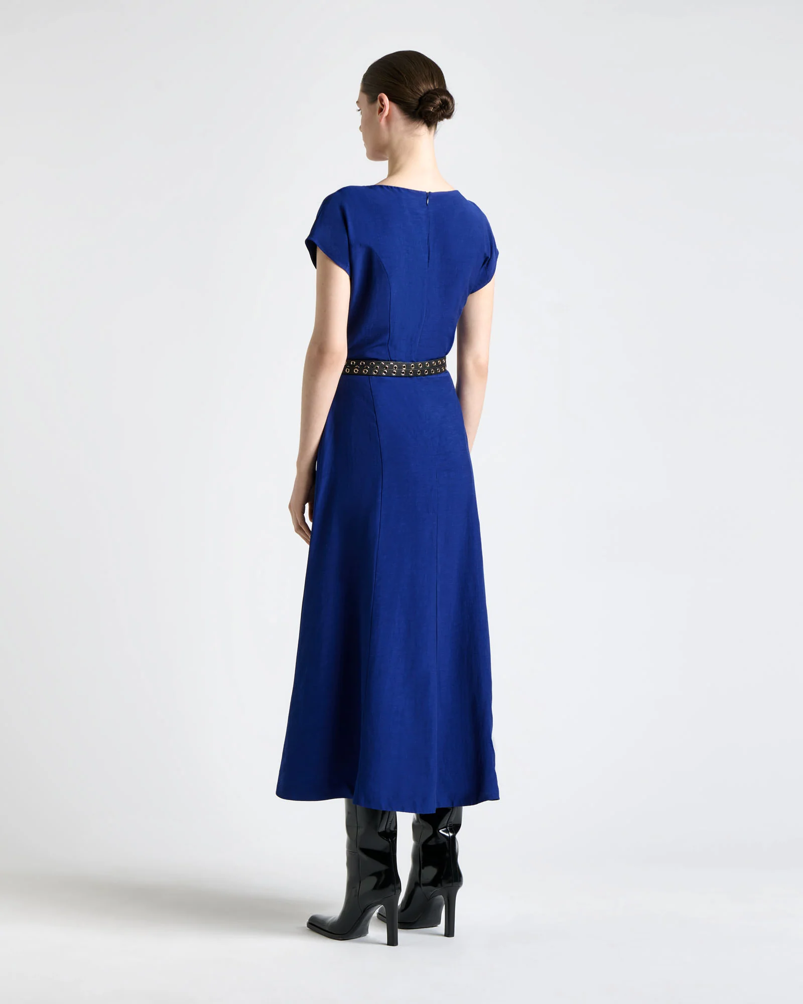 Viscose Blend V-Neck Midi Dress