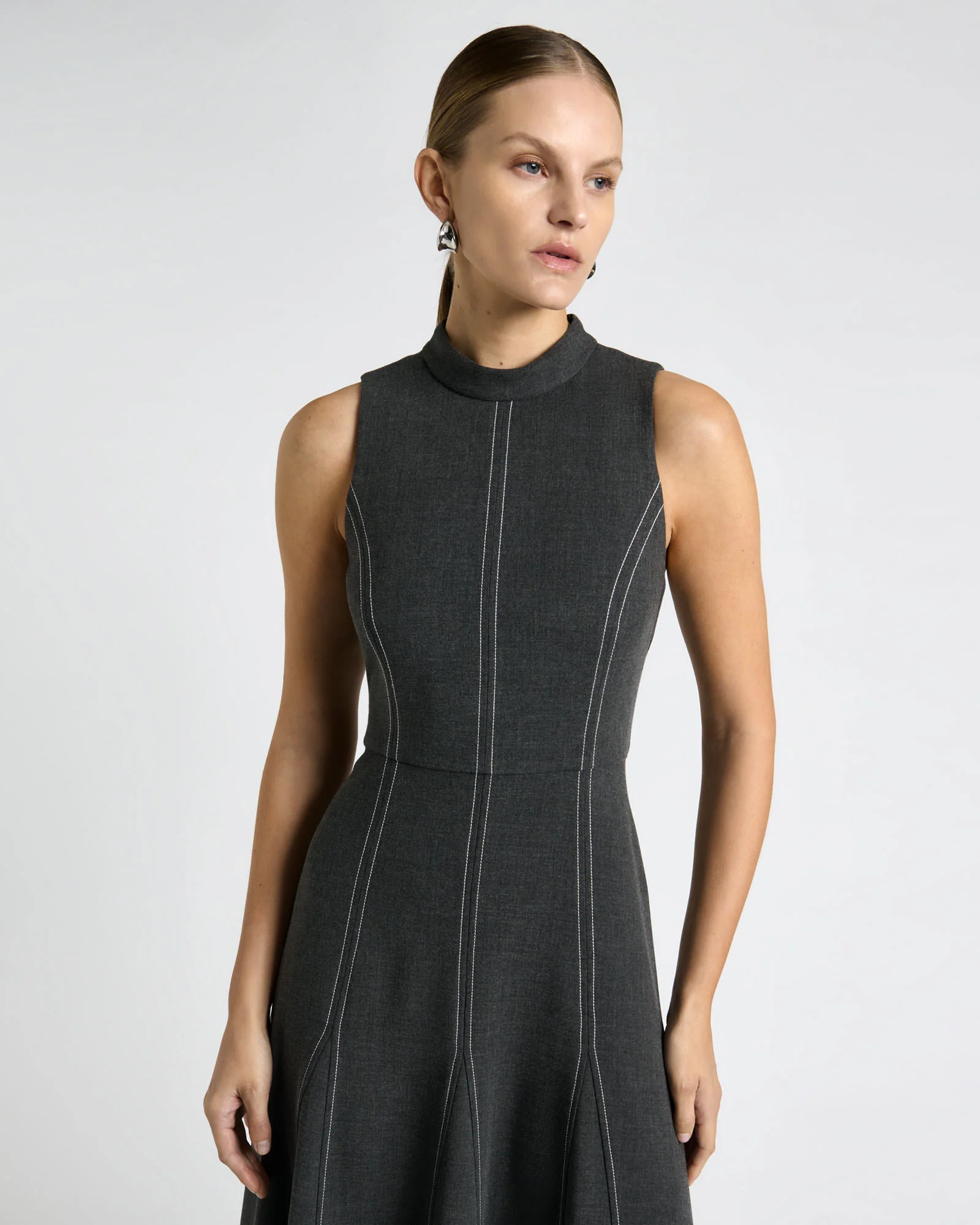 Bi-Stretch Twill Midi Dress