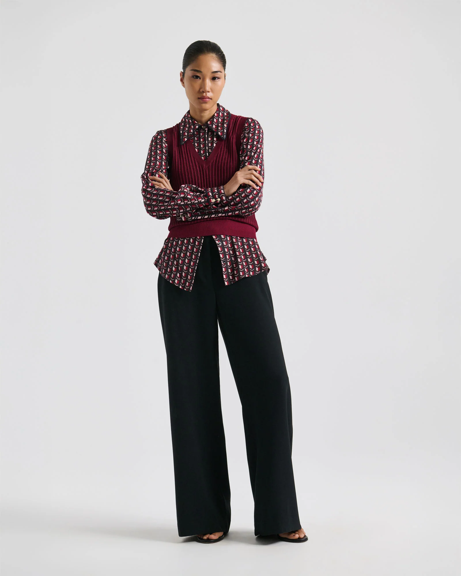 Sheer Rib V-Neck Vest