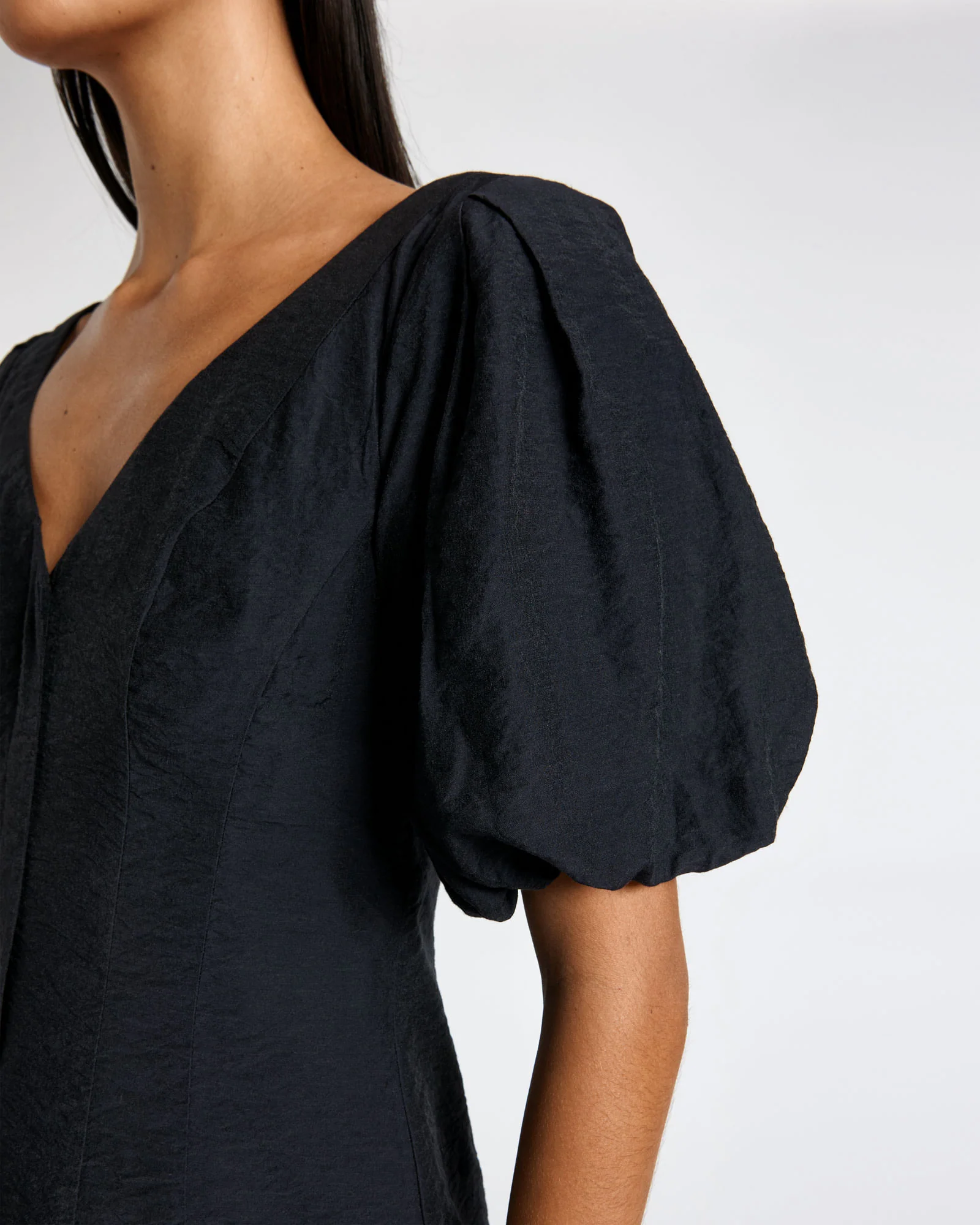 Viscose Blend Puff Sleeve Mini Dress