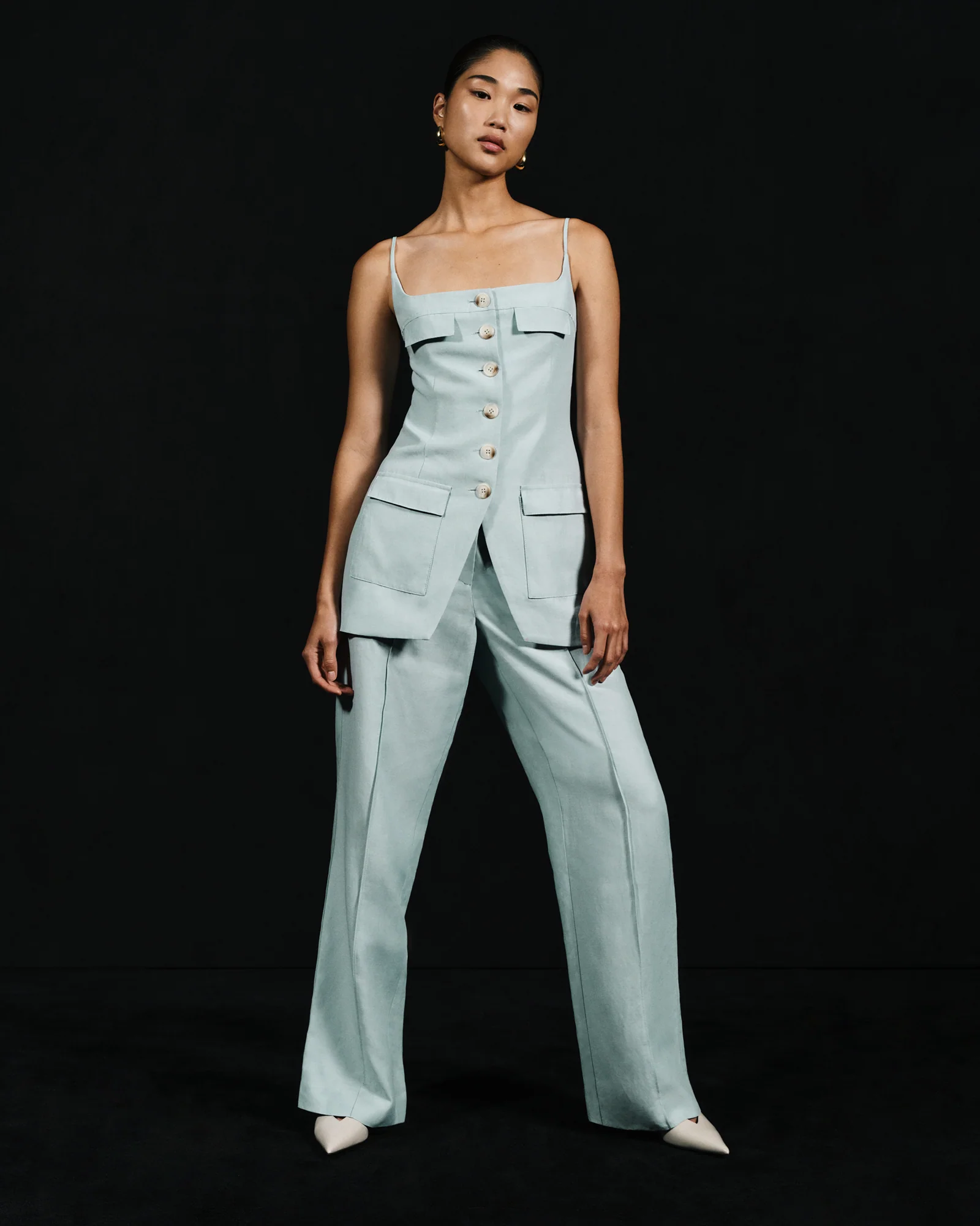 Powder Blue Safari Pocket Top