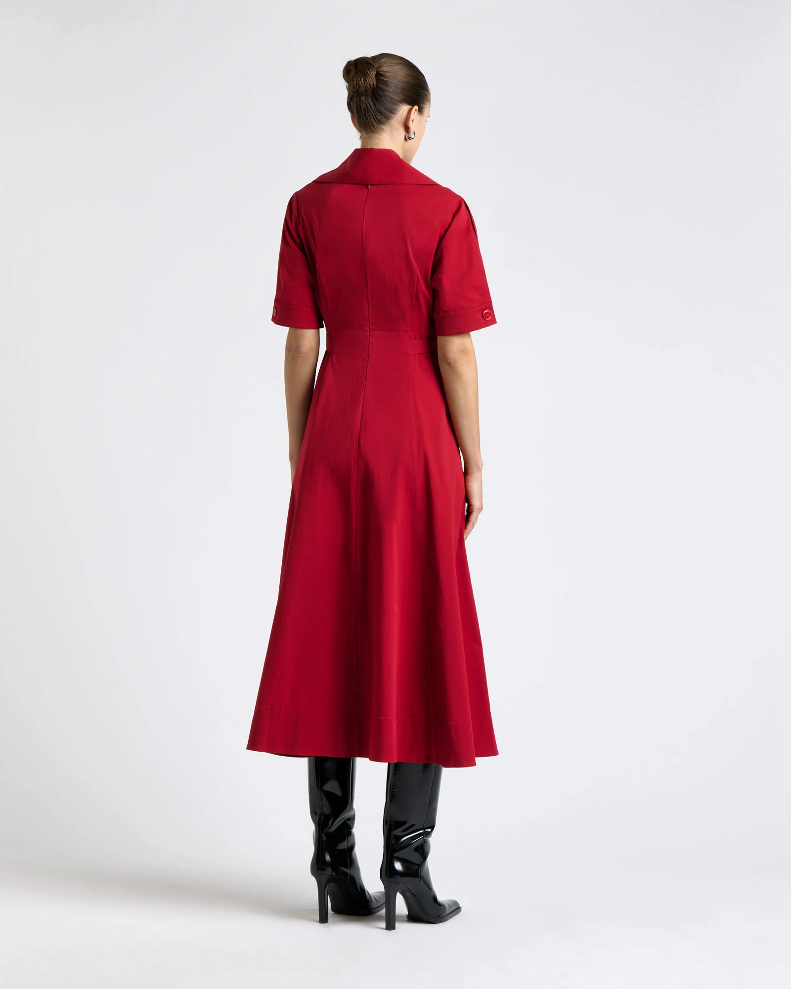 Scarlet Good Earth Cotton Button Detail Midi Dress