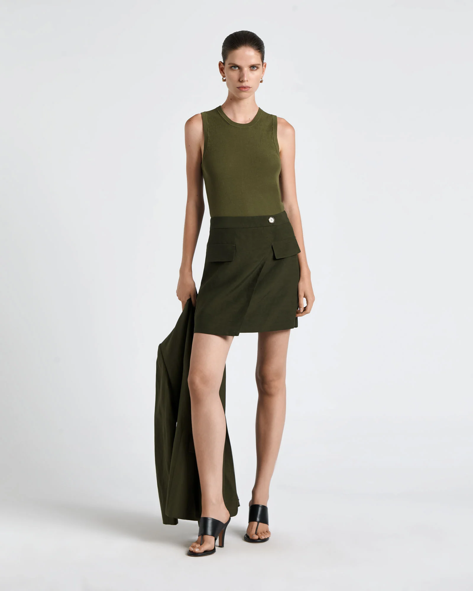 Viscose Blend Wrap Mini Skirt