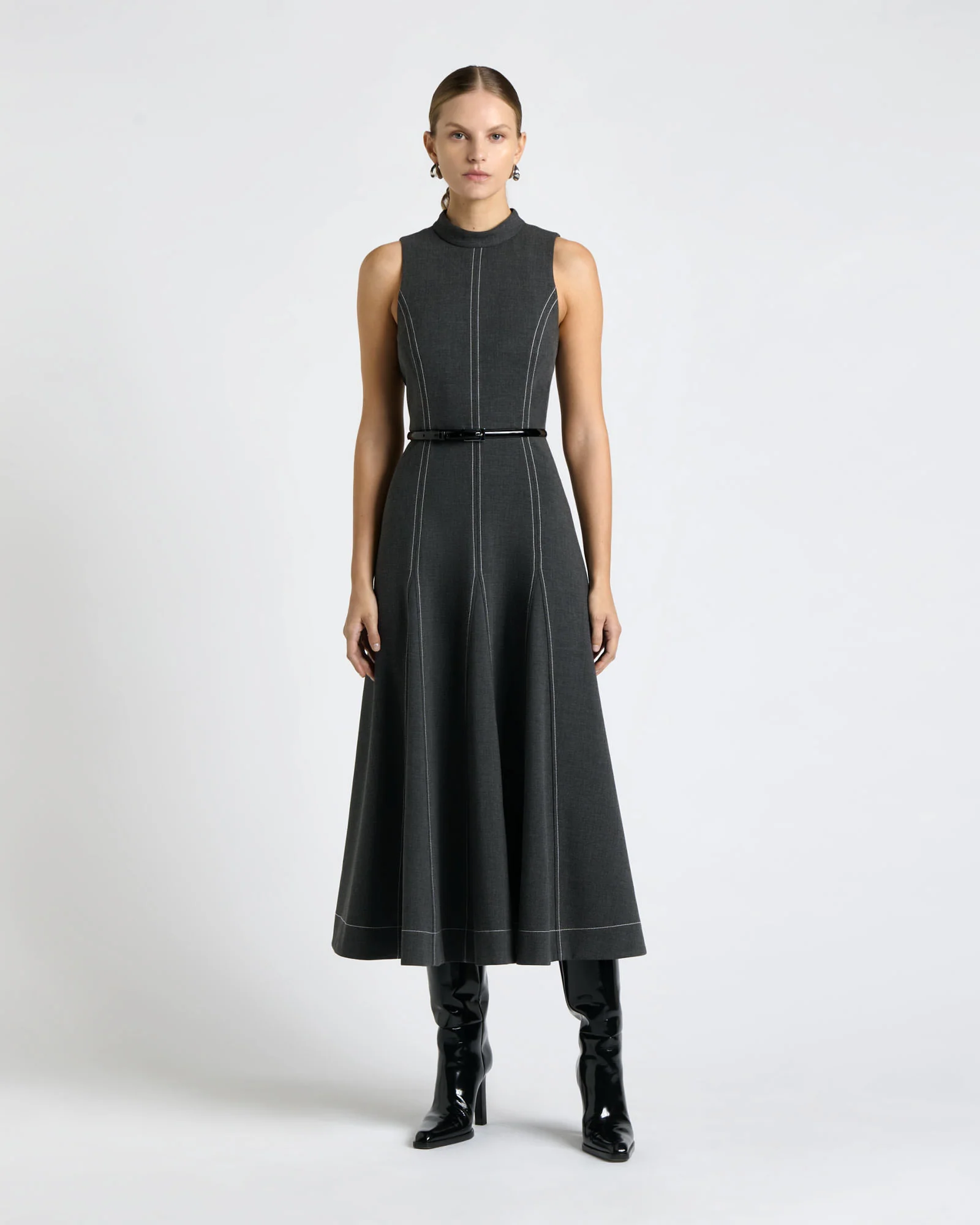 Bi-Stretch Twill Midi Dress