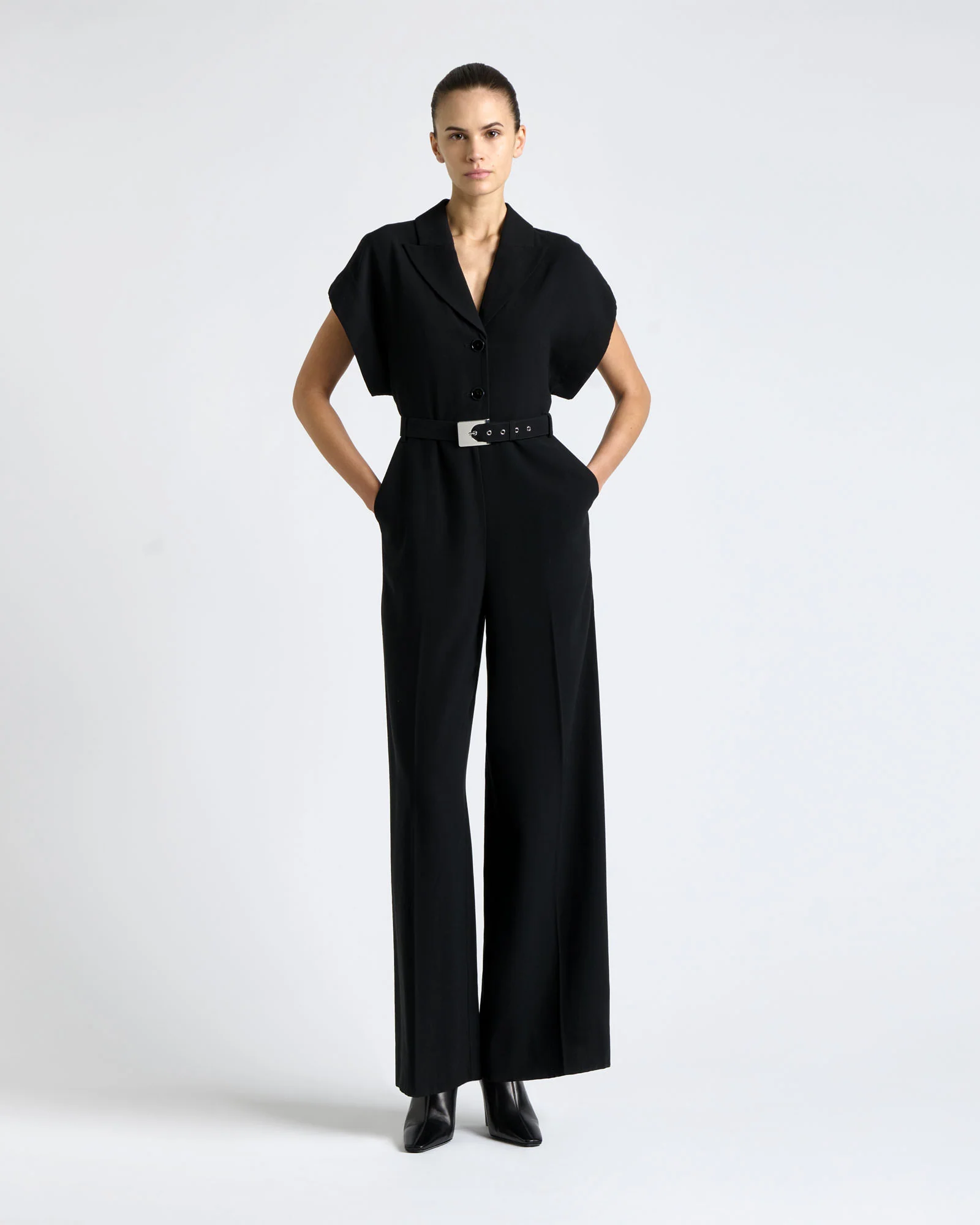 Viscose Twill Wide Leg Jumpsuit