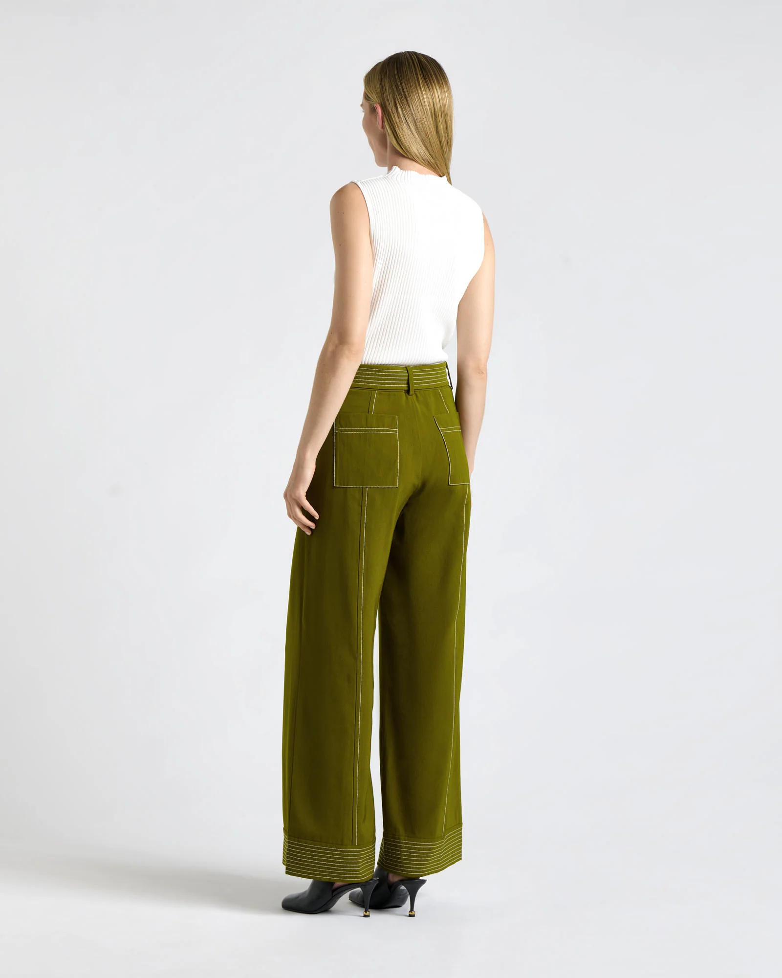 Cactus Green Top Stitched Pant