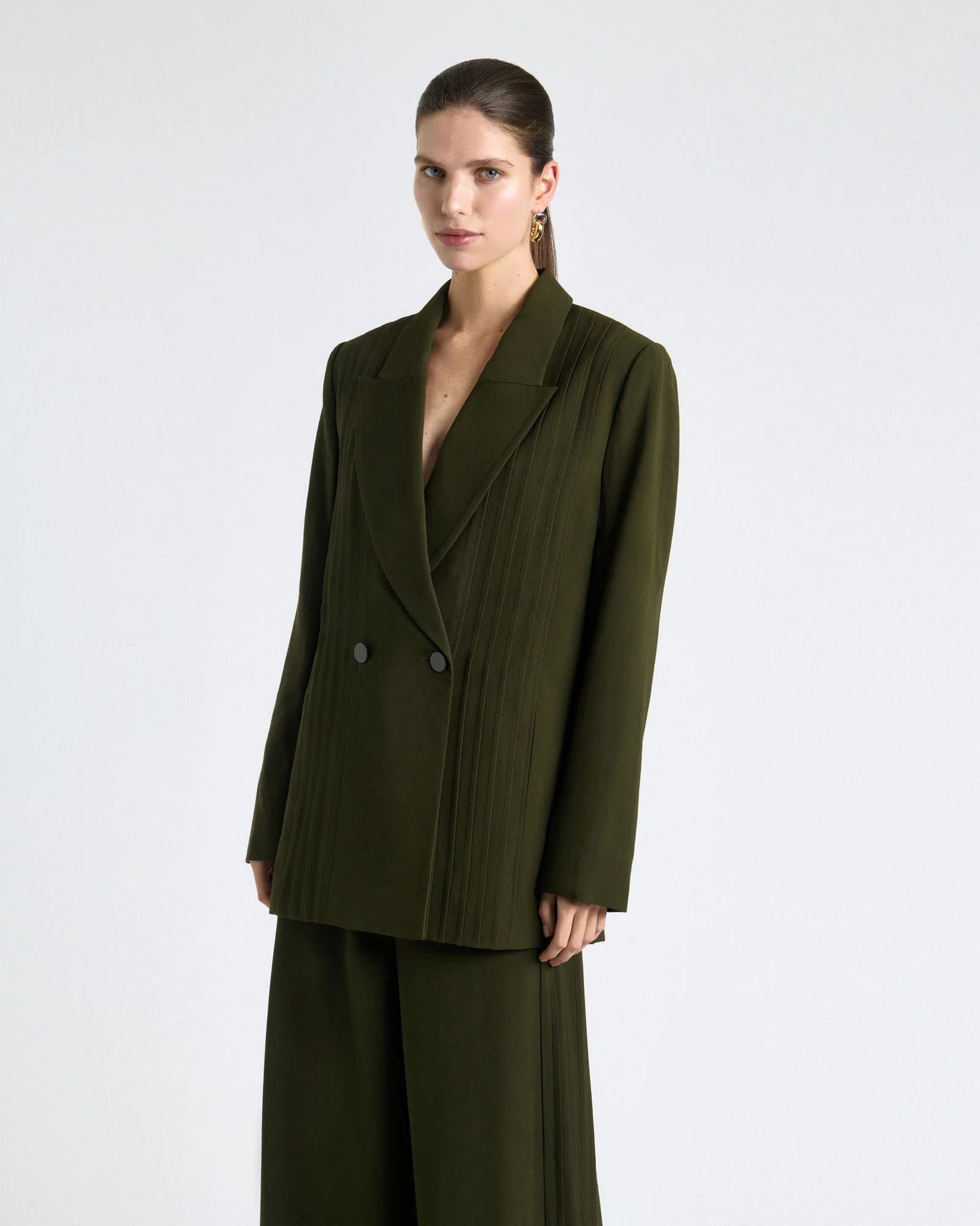 Viscose Twill Pin Tuck Blazer