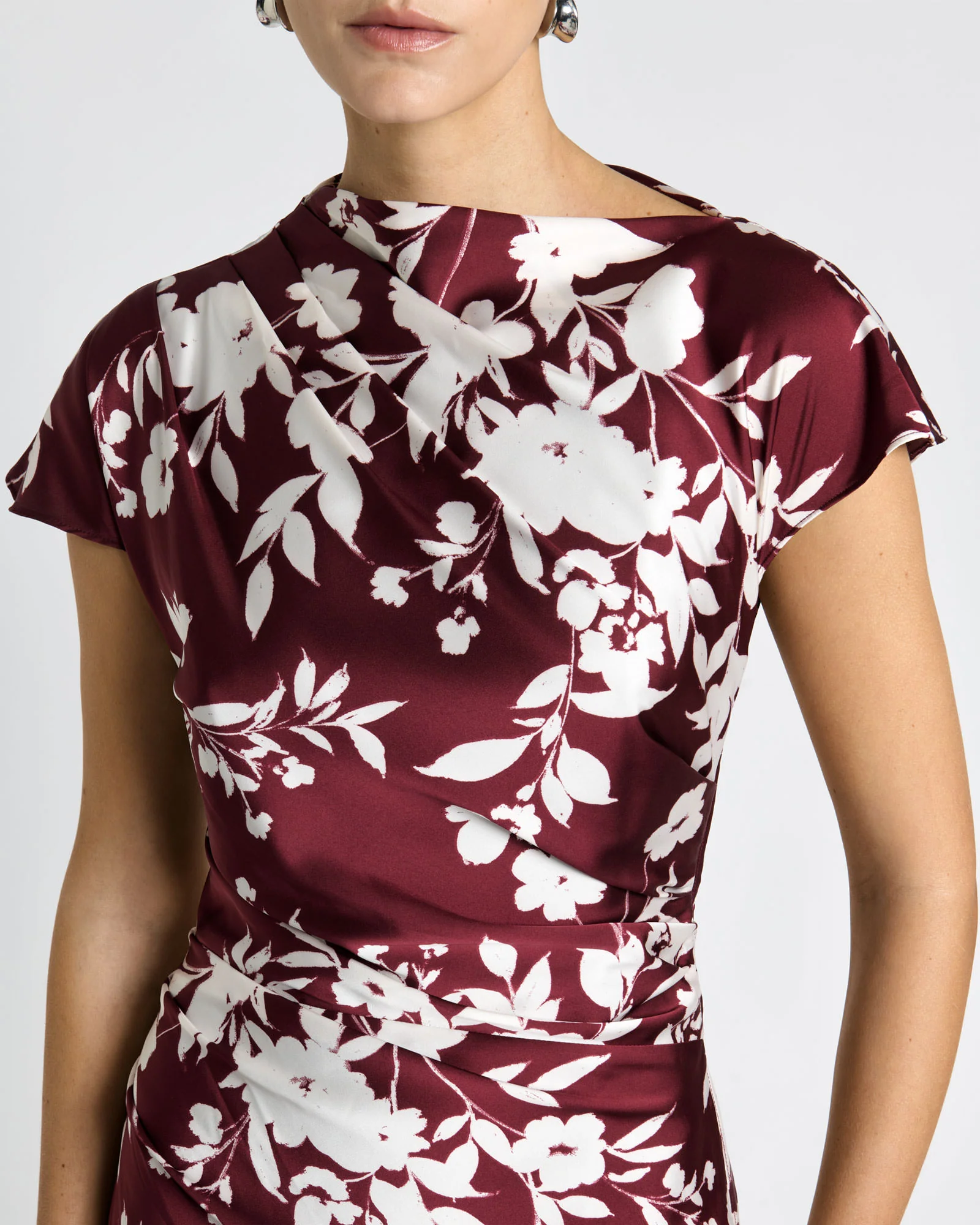 Plum Stencil Floral Midi Dress