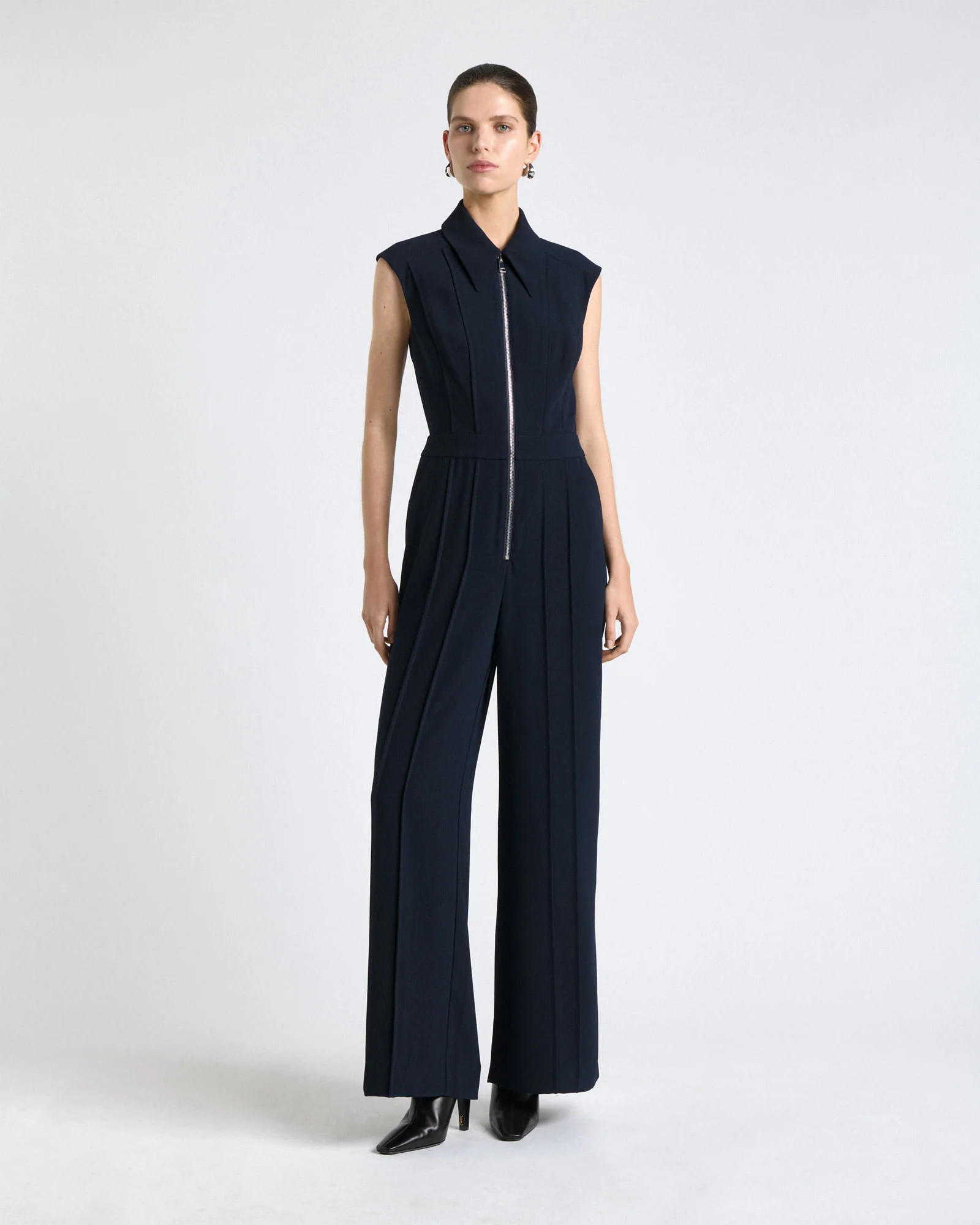 Recycled Crepe Lipped Seam Wide Leg Jumpsuit