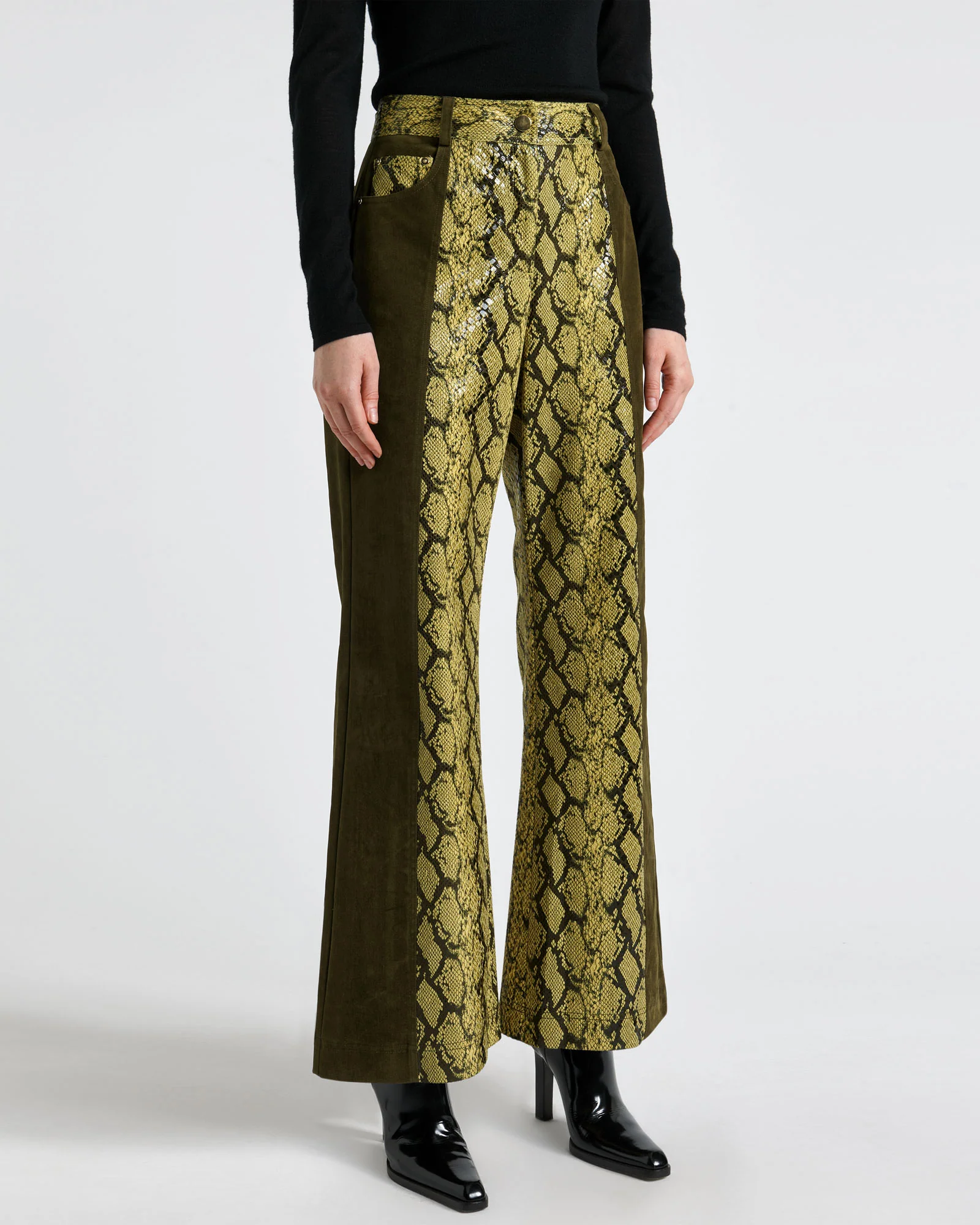 Python and Flocked Denim Spliced Pant