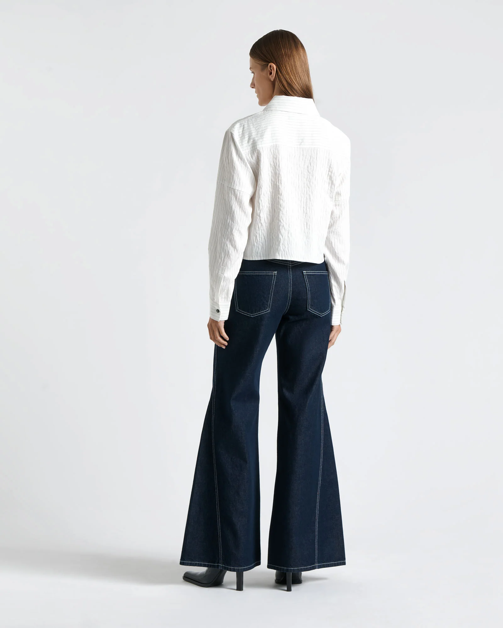 Cropped Point Collar Shirt