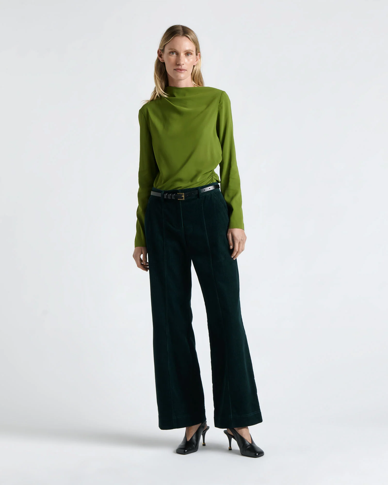 Soft Viscose Draped Long Sleeve Top