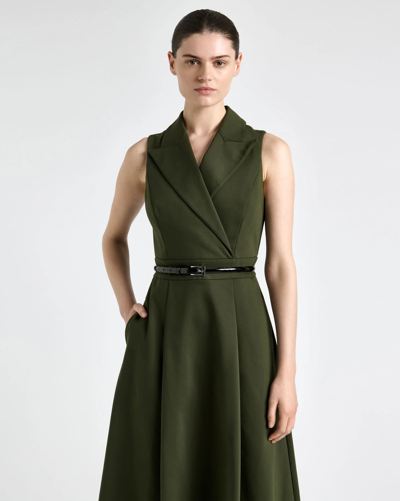 Cotton Nylon Blazer Midi Dress