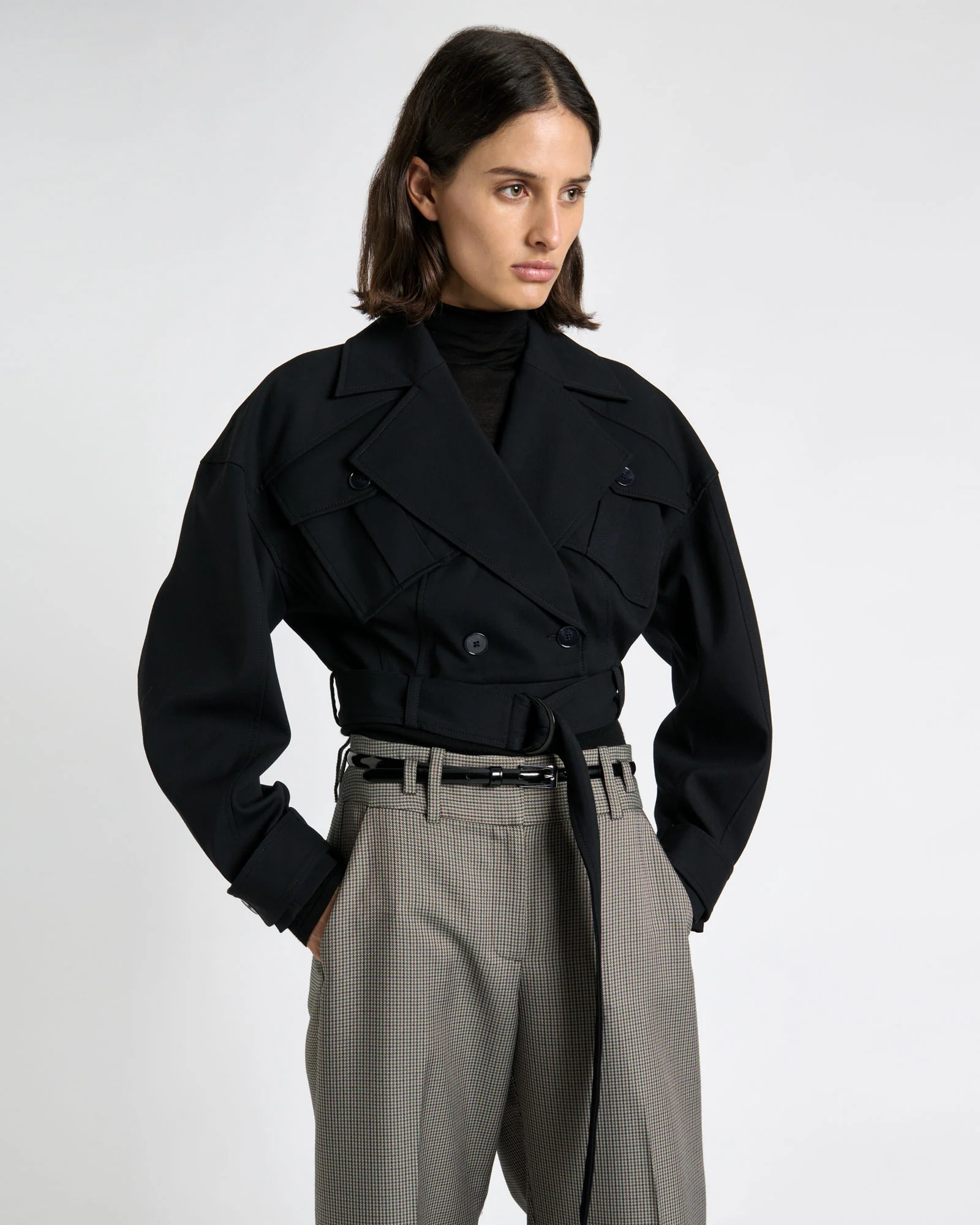 Viscose Twill Cropped Trench