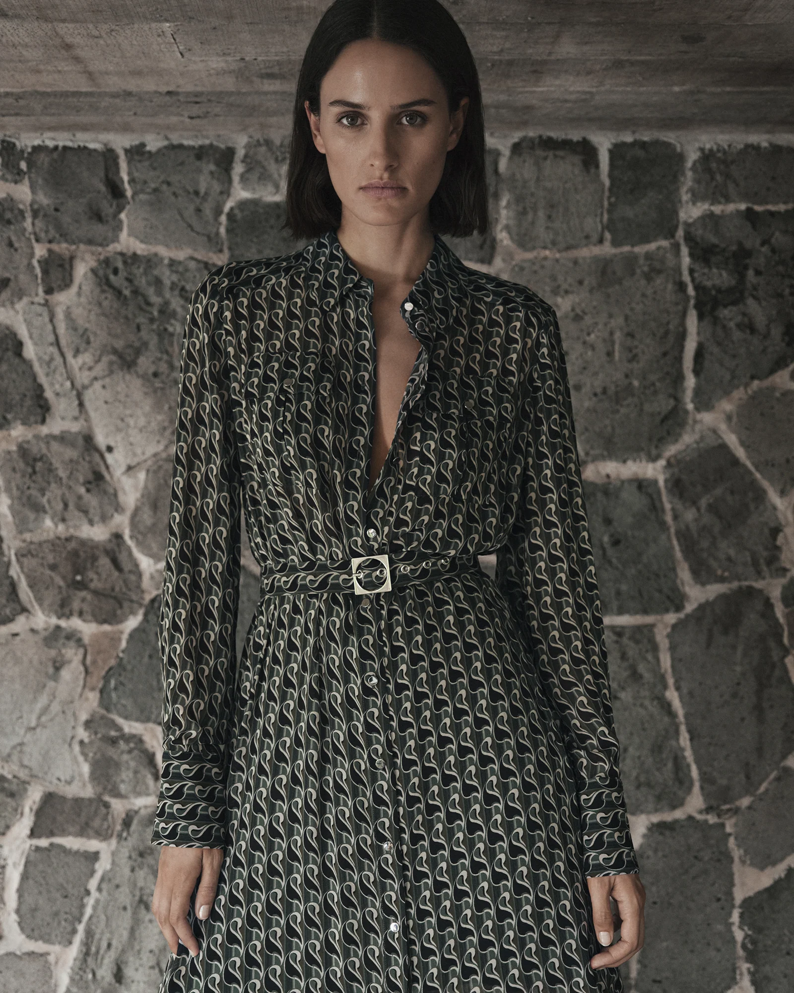 Mod Geo Long Sleeve Shirt Dress