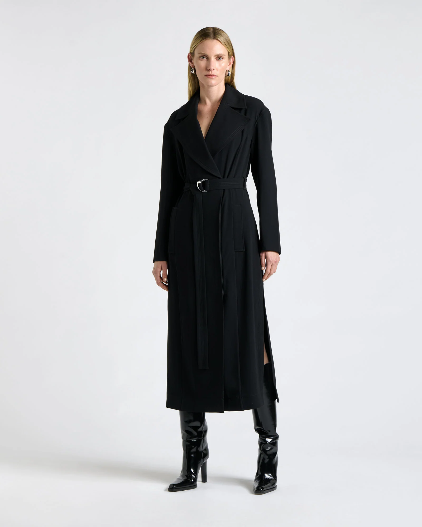 Recycled Crepe Belted Trench