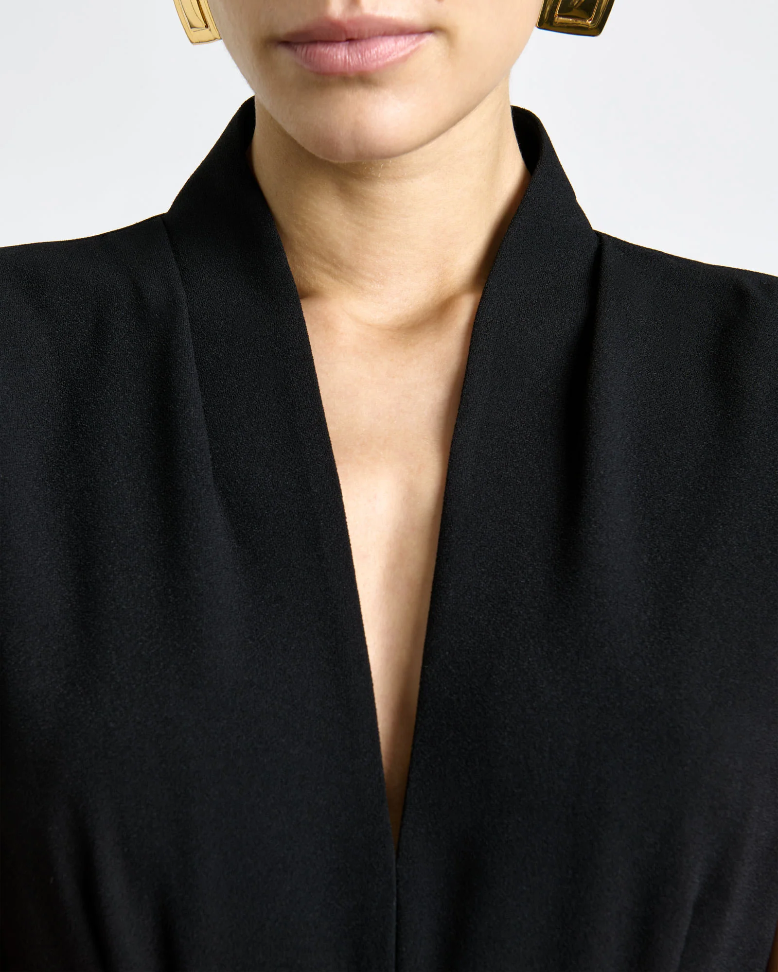 Recycled Crepe V-Neck Split Midi Dress