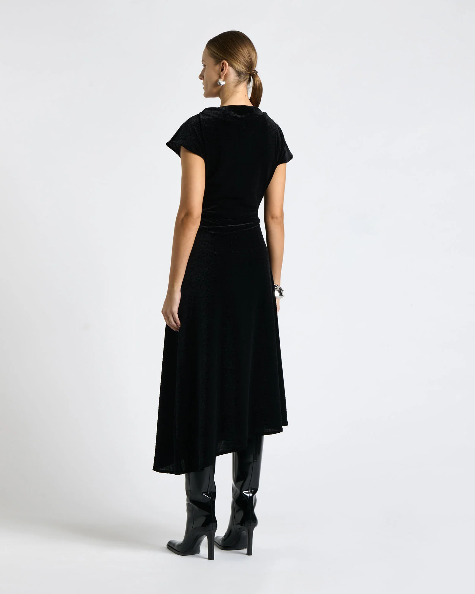 Crinkle Velvet Midi Dress