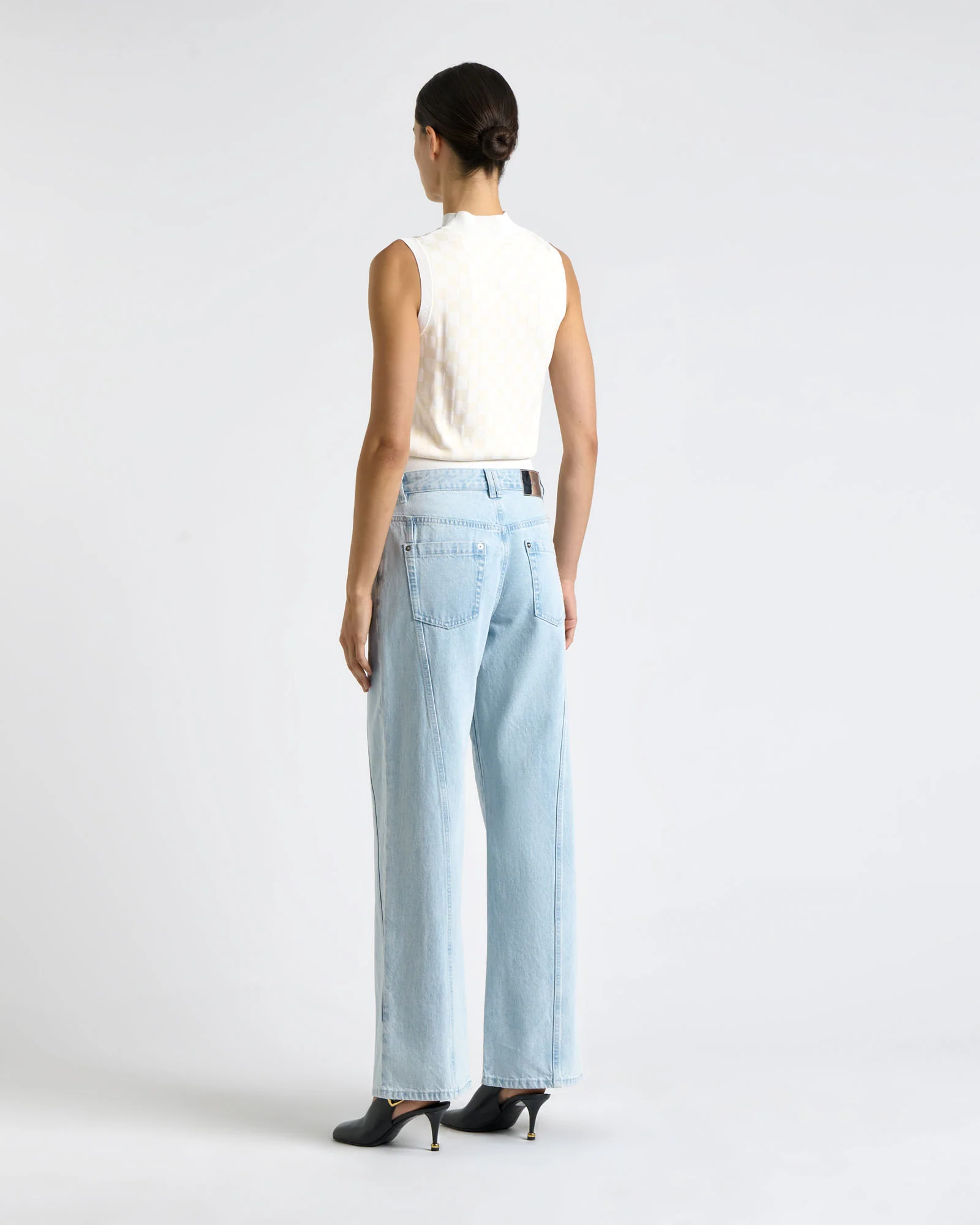 Checkerboard Jacquard Knit Tank