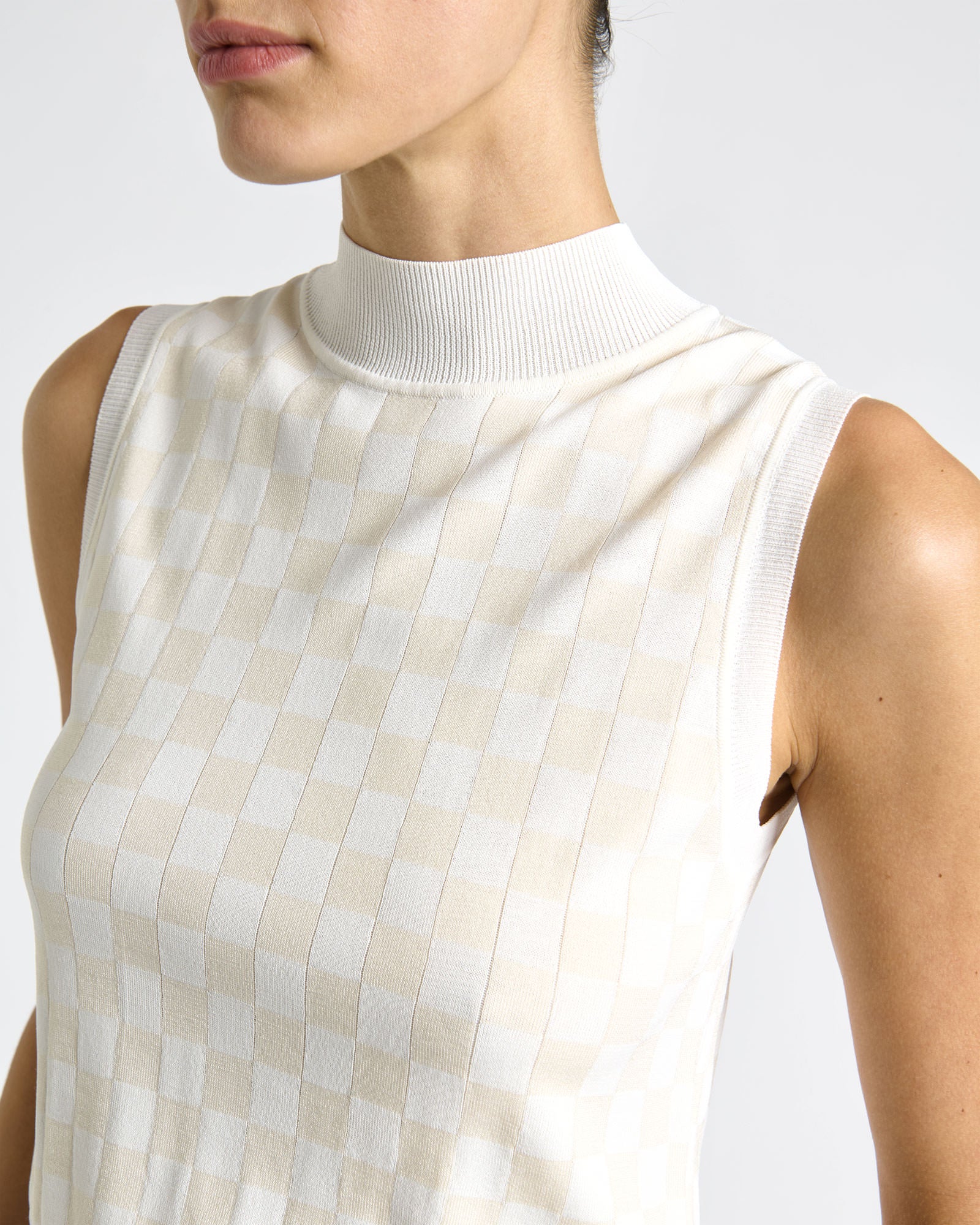 Checkerboard Jacquard Knit Tank