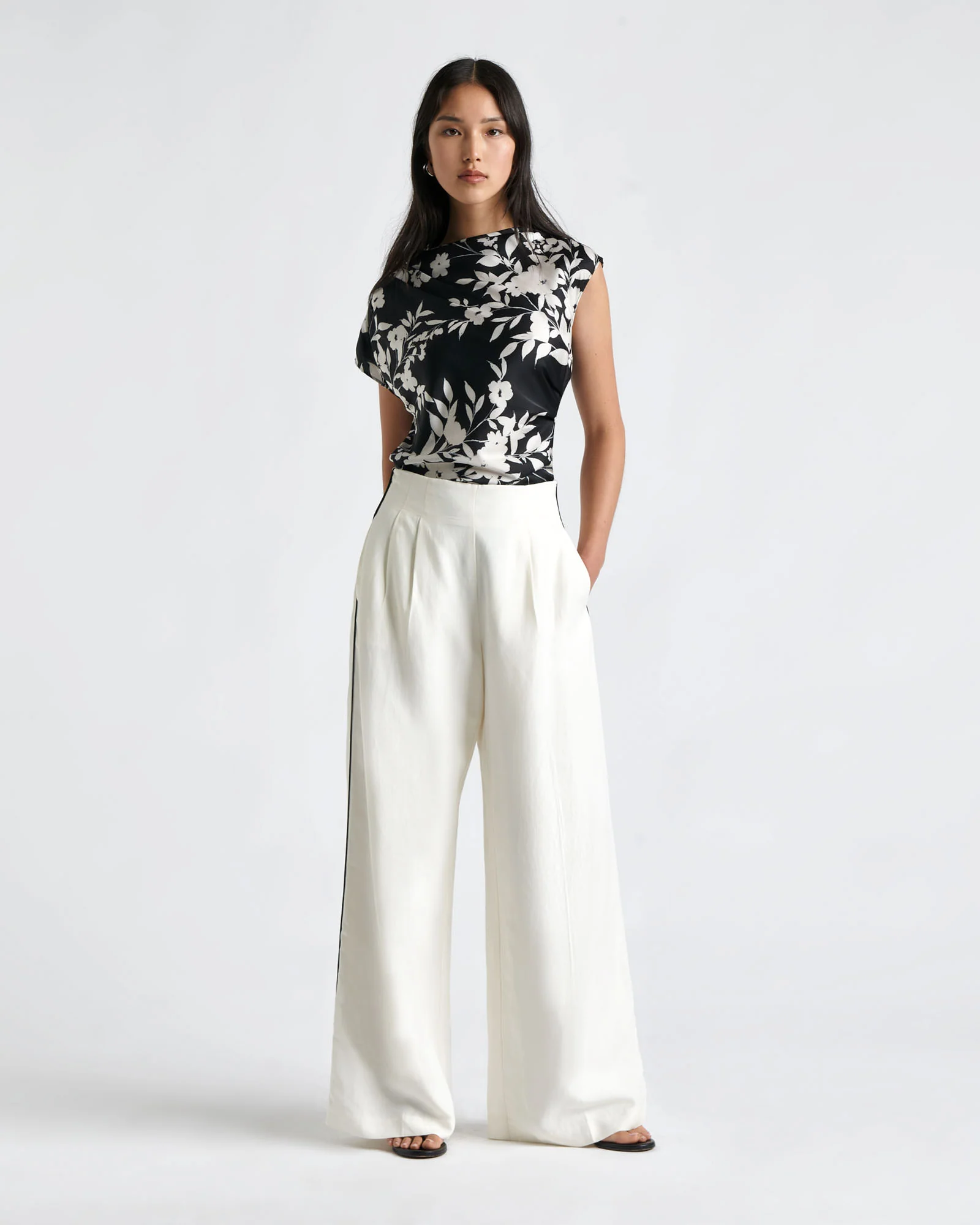 Shadow Stencil Floral Satin Top