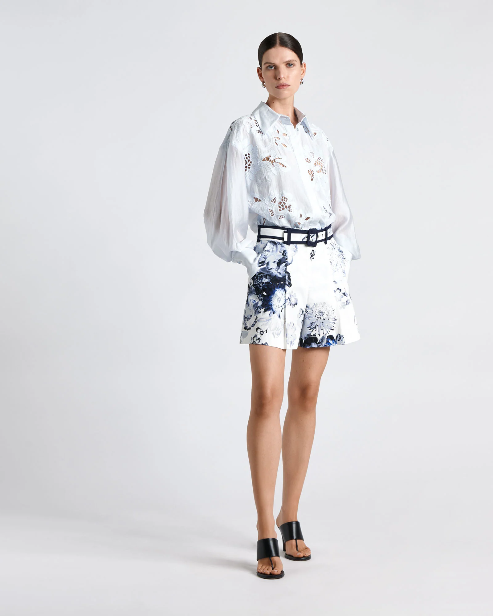 Graphic Blooms Cotton Belted Short