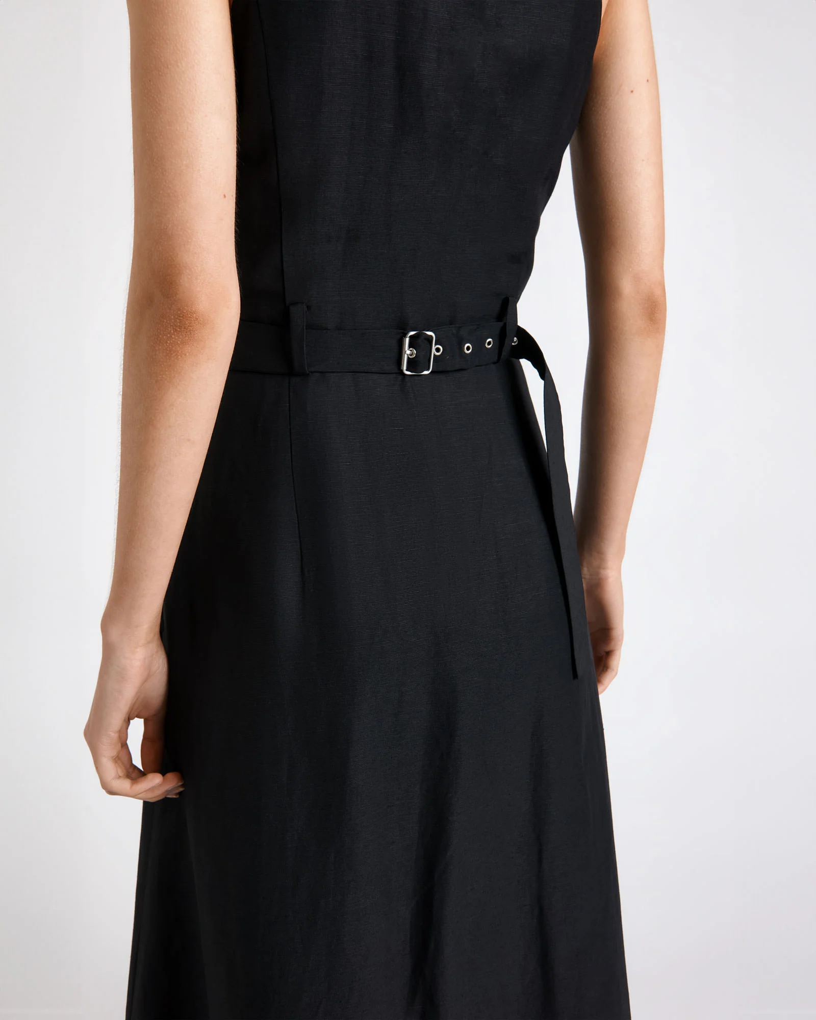 Topstitched Halterneck Midi Dress
