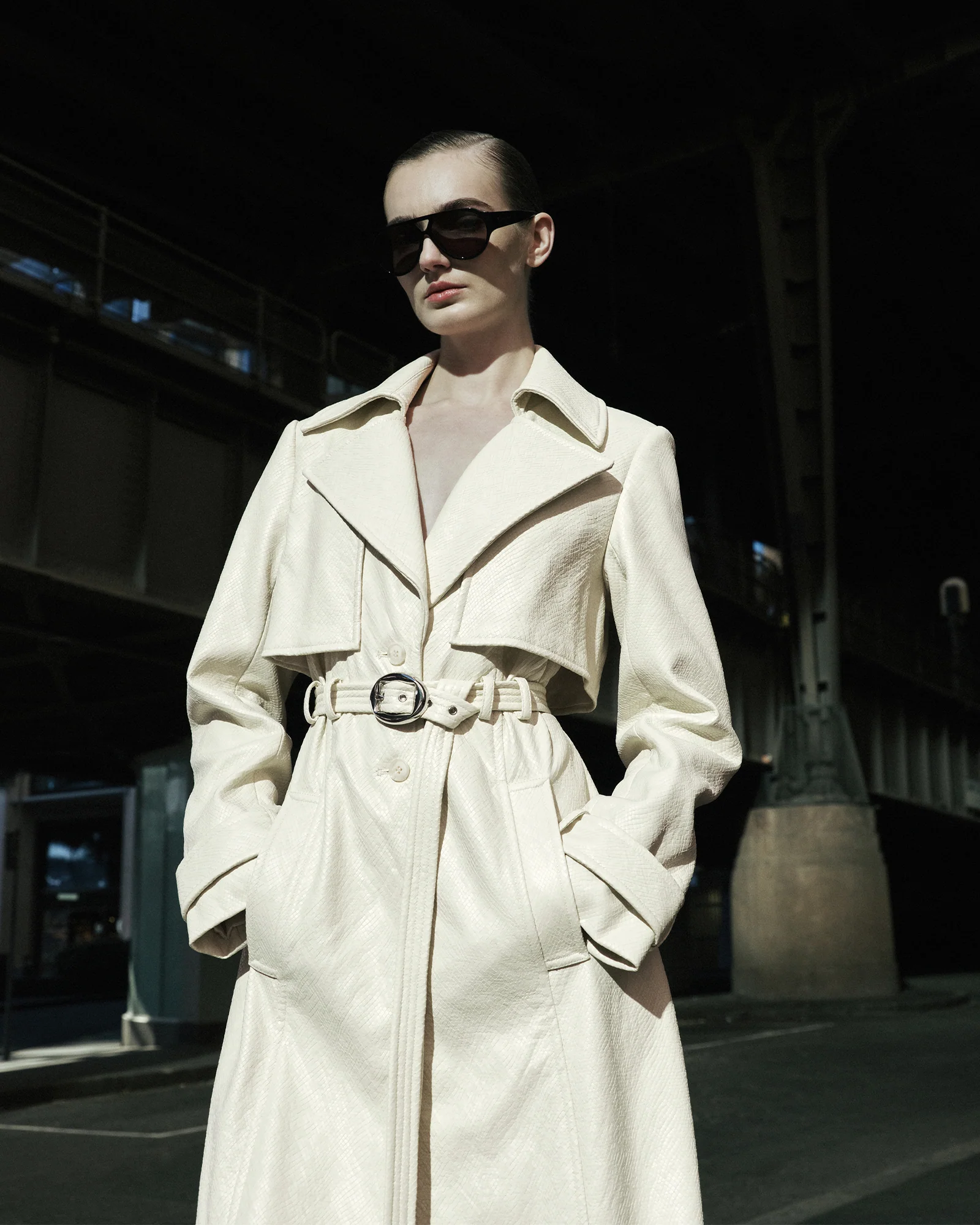 Snake Embossed Trench Coat