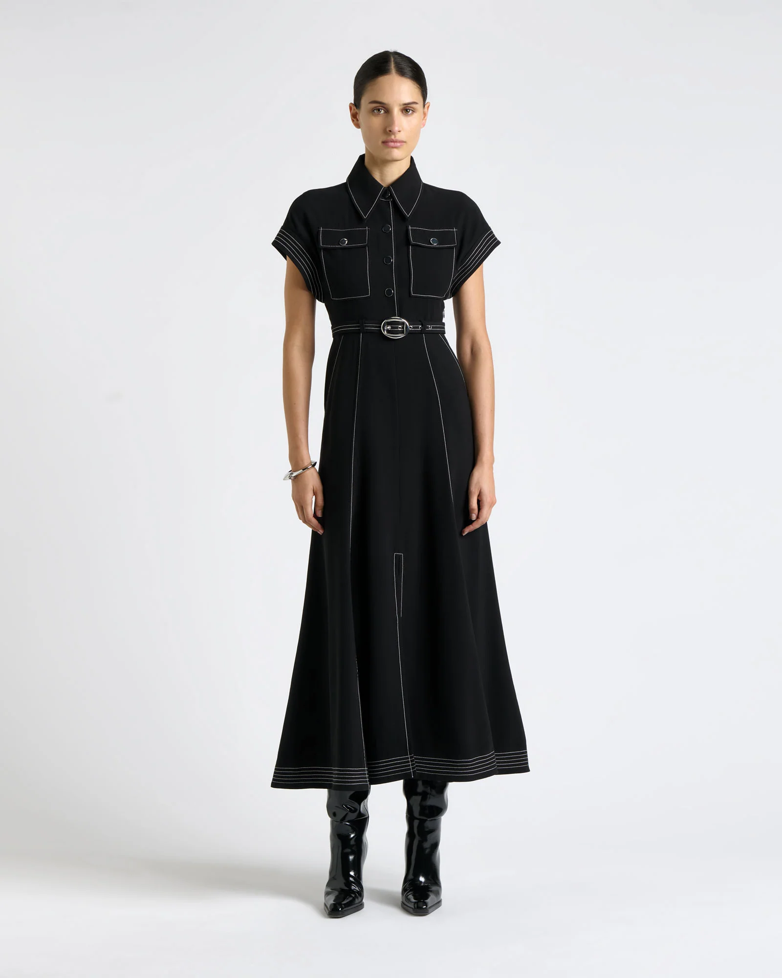 Top Stitched Midi Dress