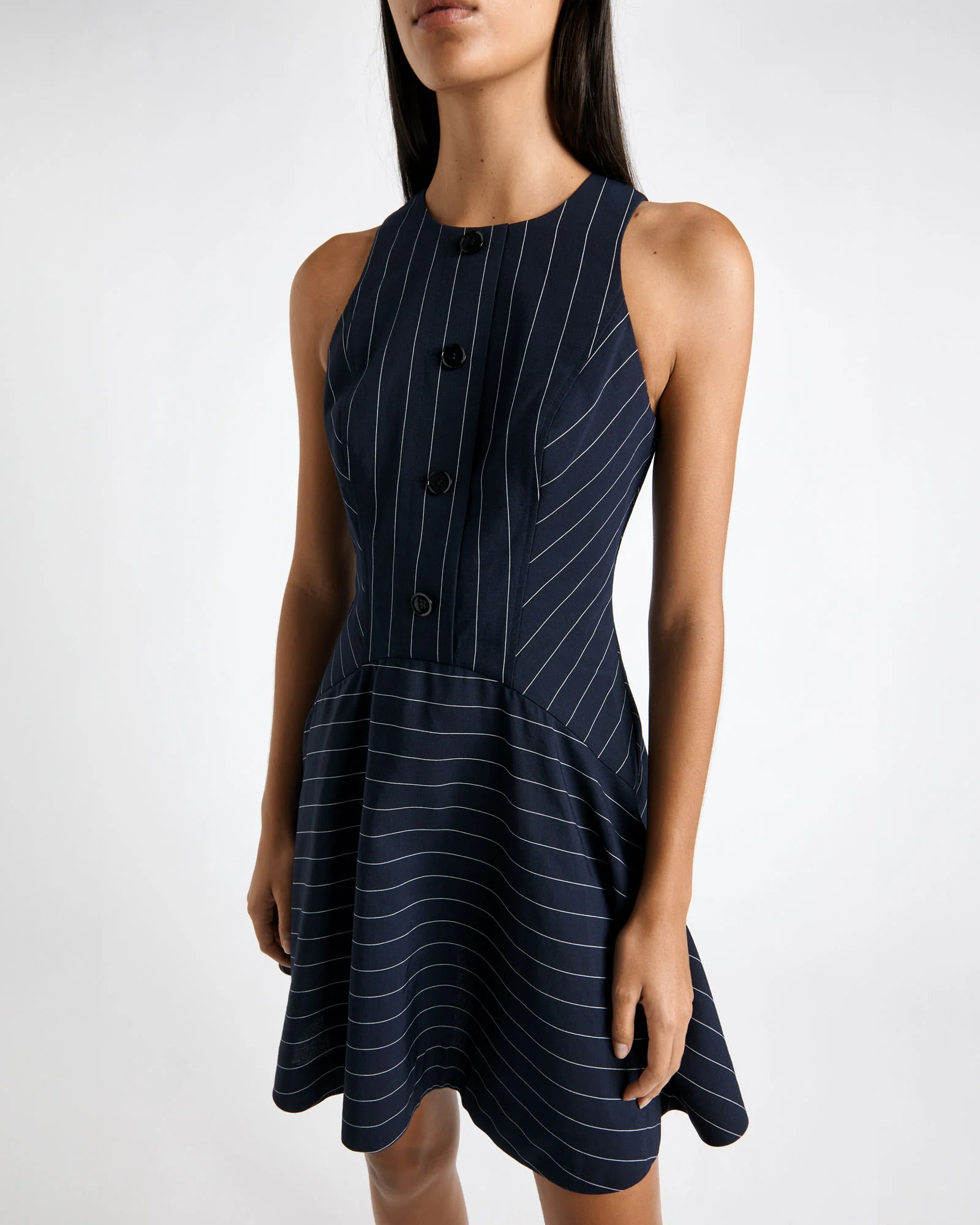 Pinstripe Dropped Waist Mini Dress