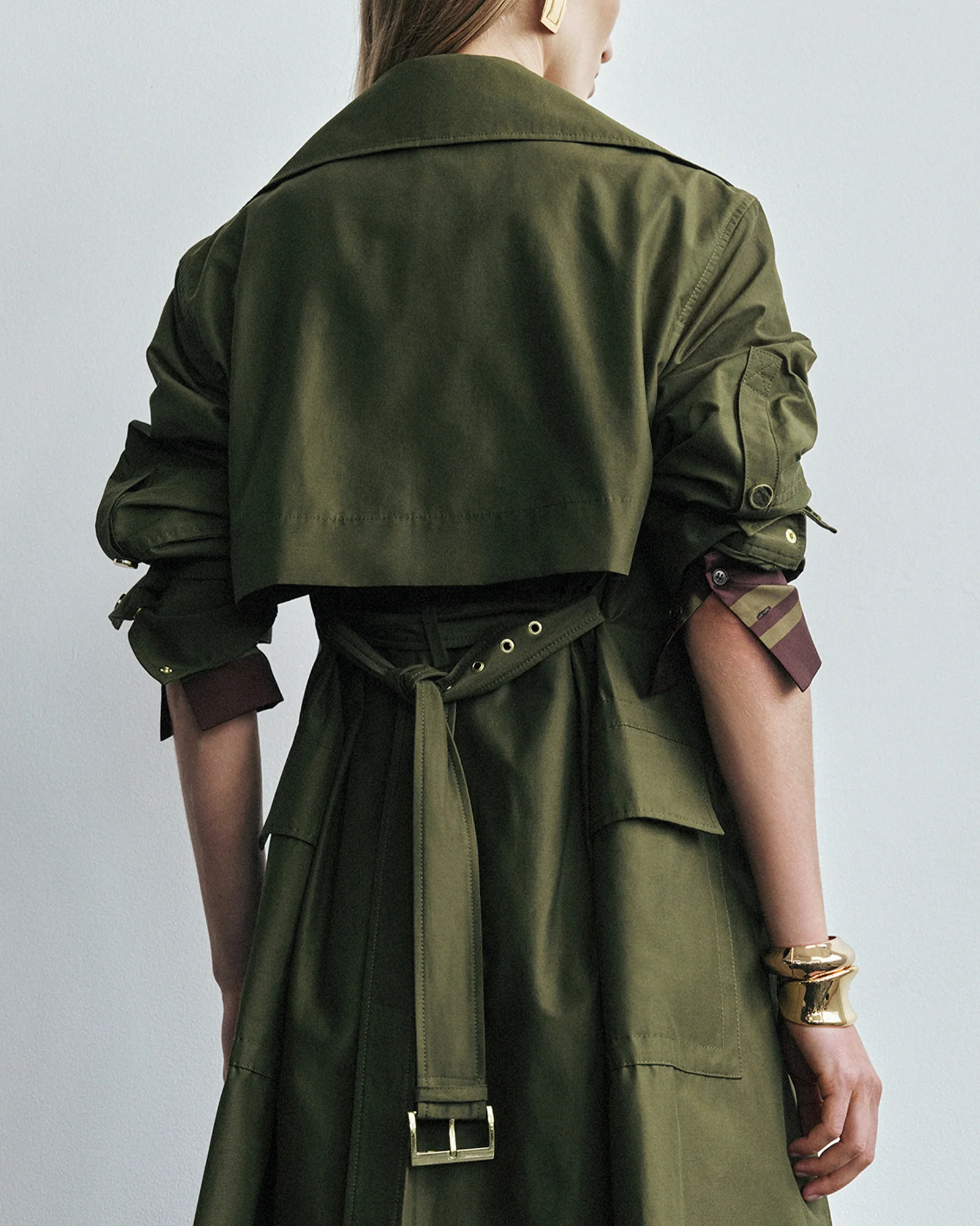 Khaki Cotton Nylon Trench