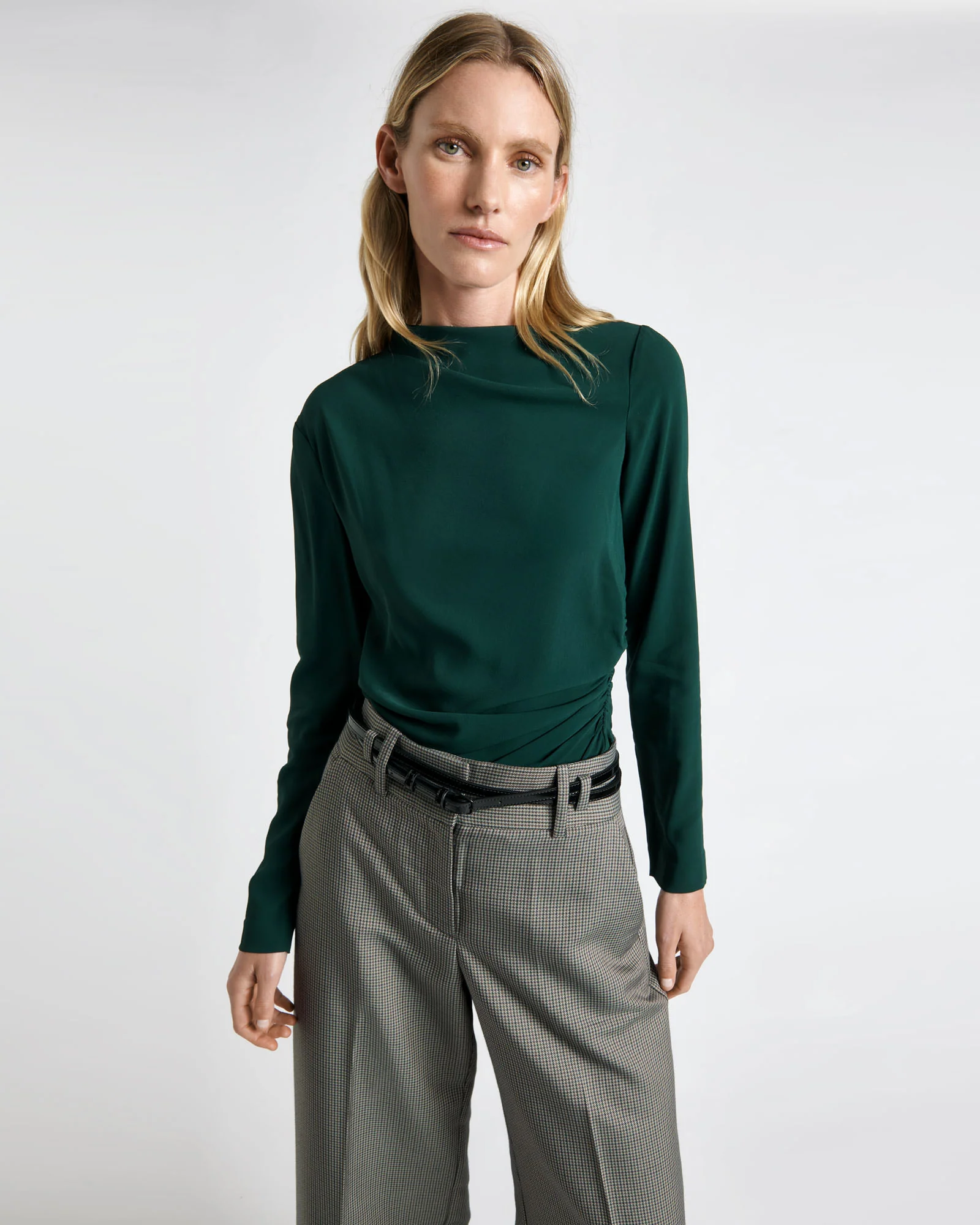 Soft Viscose Draped Long Sleeve Top