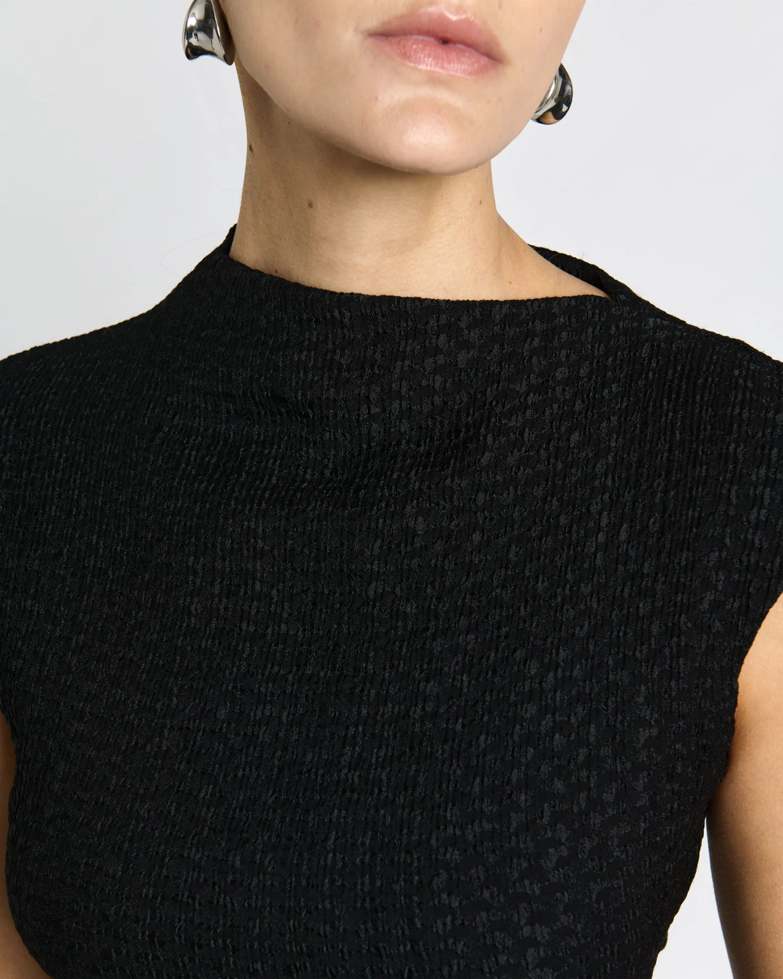 Soft Shirred Jacquard Top