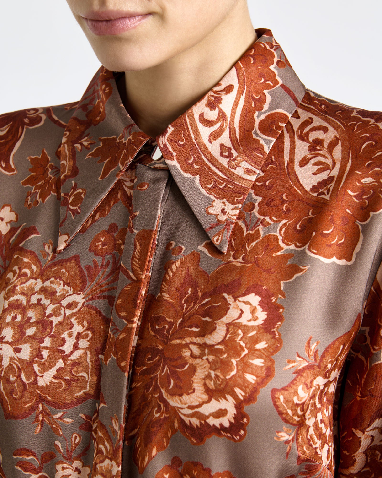 Rustic Bloom Satin Asymmetric Hem Midi Dress